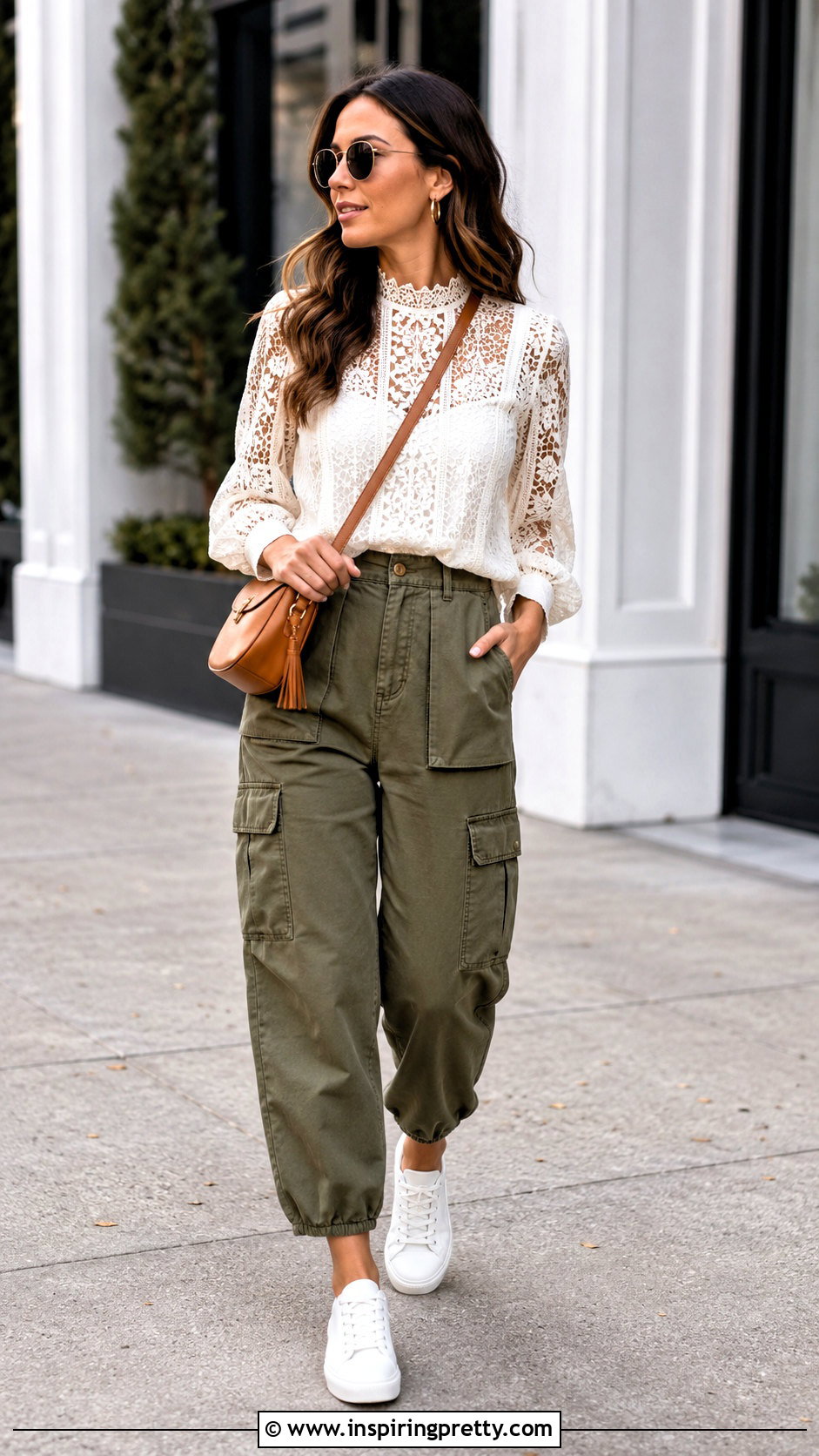 Ivory Zimmermann Lace Top With Cargo Pants - 20 zimmermann lace top outfit ideas