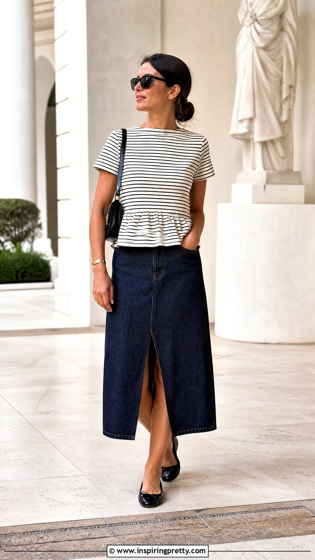 J Crew Drop Waist Top With Denim Midi Skirt - 20 j crew drop waist top outfit ideas