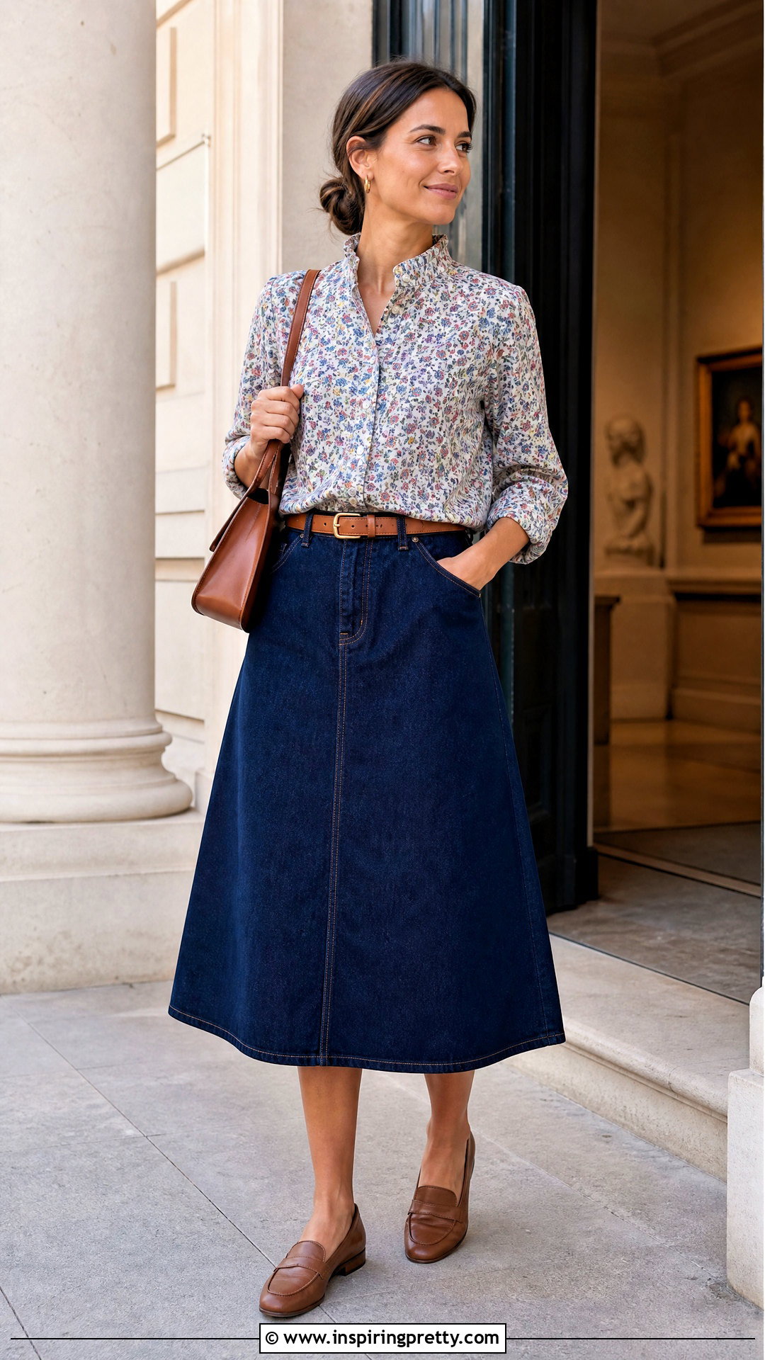 J Crew Liberty Print Top With A Denim Midi Skirt - 20 j crew liberty print top outfit ideas