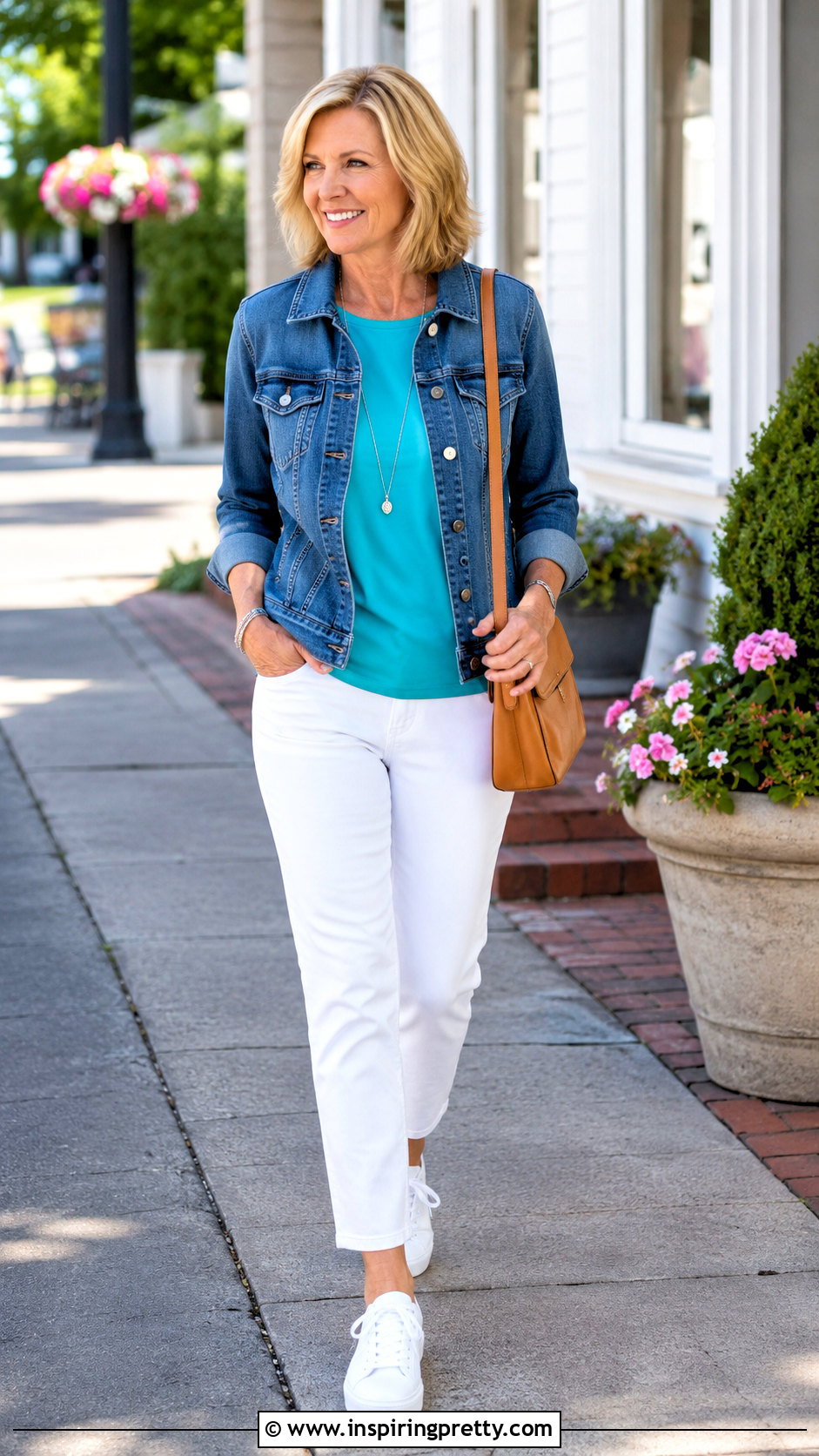 J Jill Colorful Top With Denim Jacket - 20 j jill tops outfit ideas