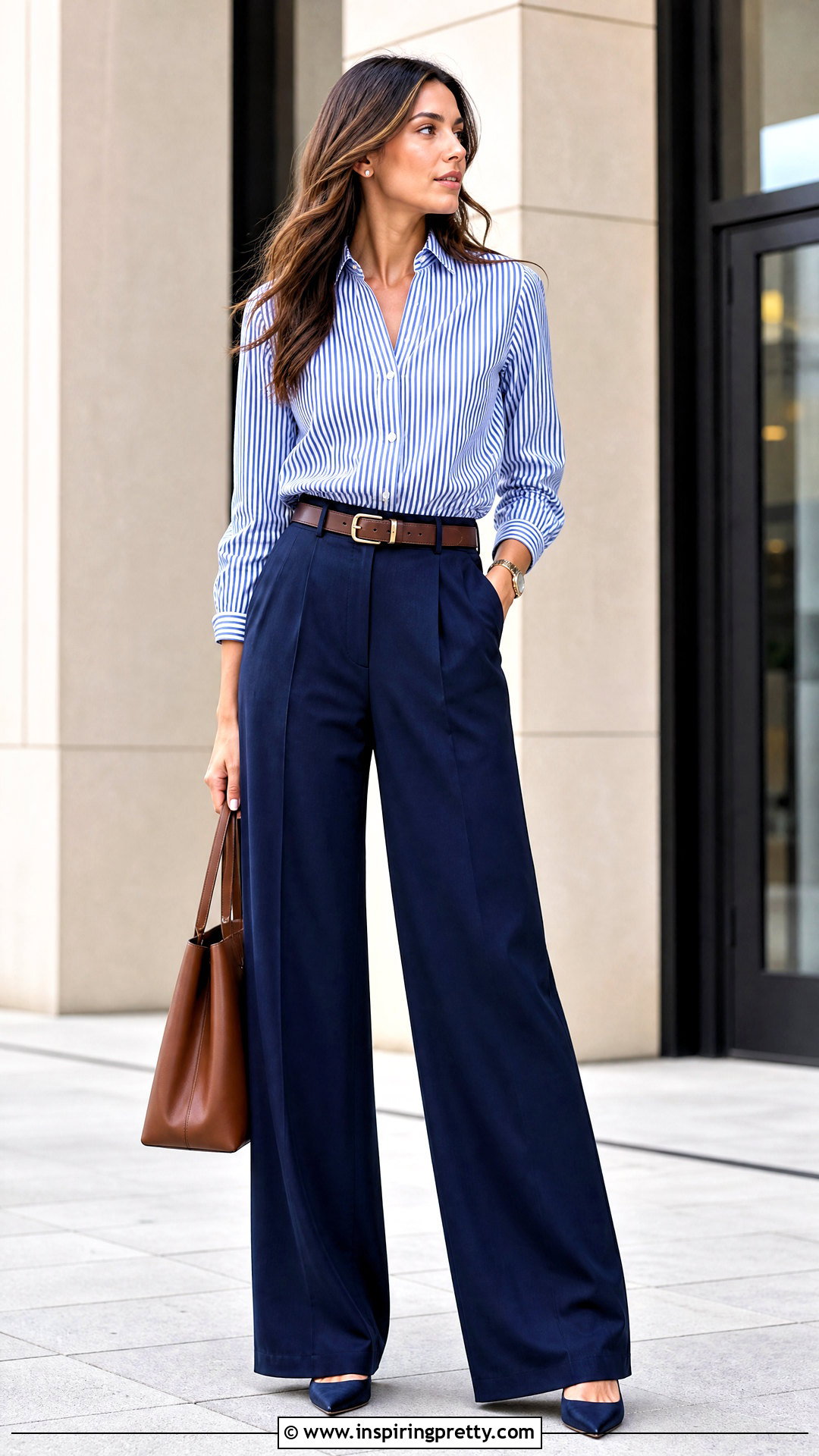 JCPenney Striped Shirt With Wide Leg Pants - 20 jcpenney tops outfit ideas