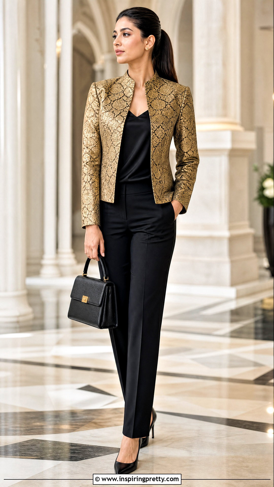 Jacket Brocade Top With Monochrome Separates - 50 brocade top designs