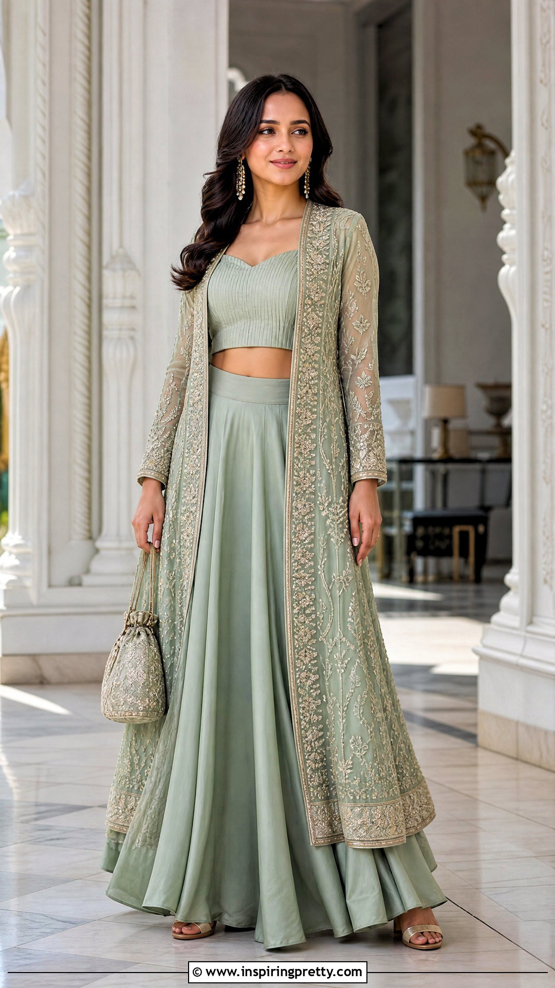 Jacket Crop Top Blouse With Lehenga - 50 crop top blouse designs
