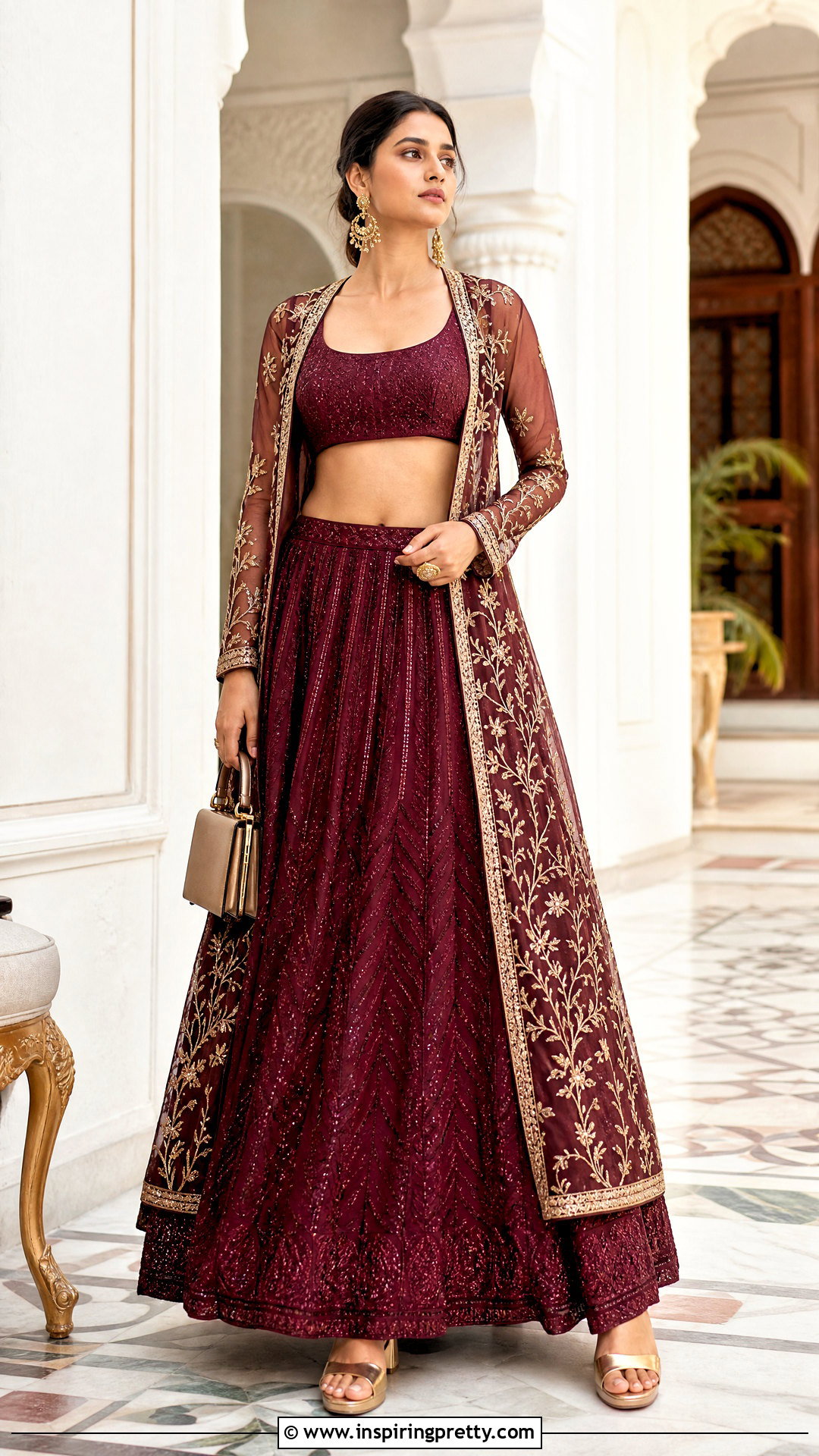 Jacket Crop Top Lehenga - 50 Crop Top Designs For Lehenga Ideas