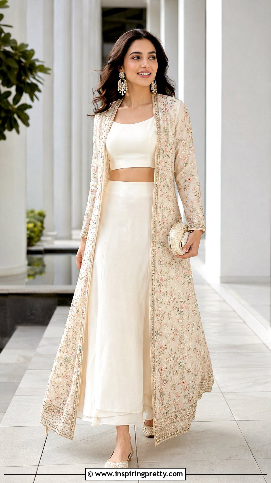 Jacket Crop Top With Long Skirt - 20 skirt with crop top indian outfit ideas