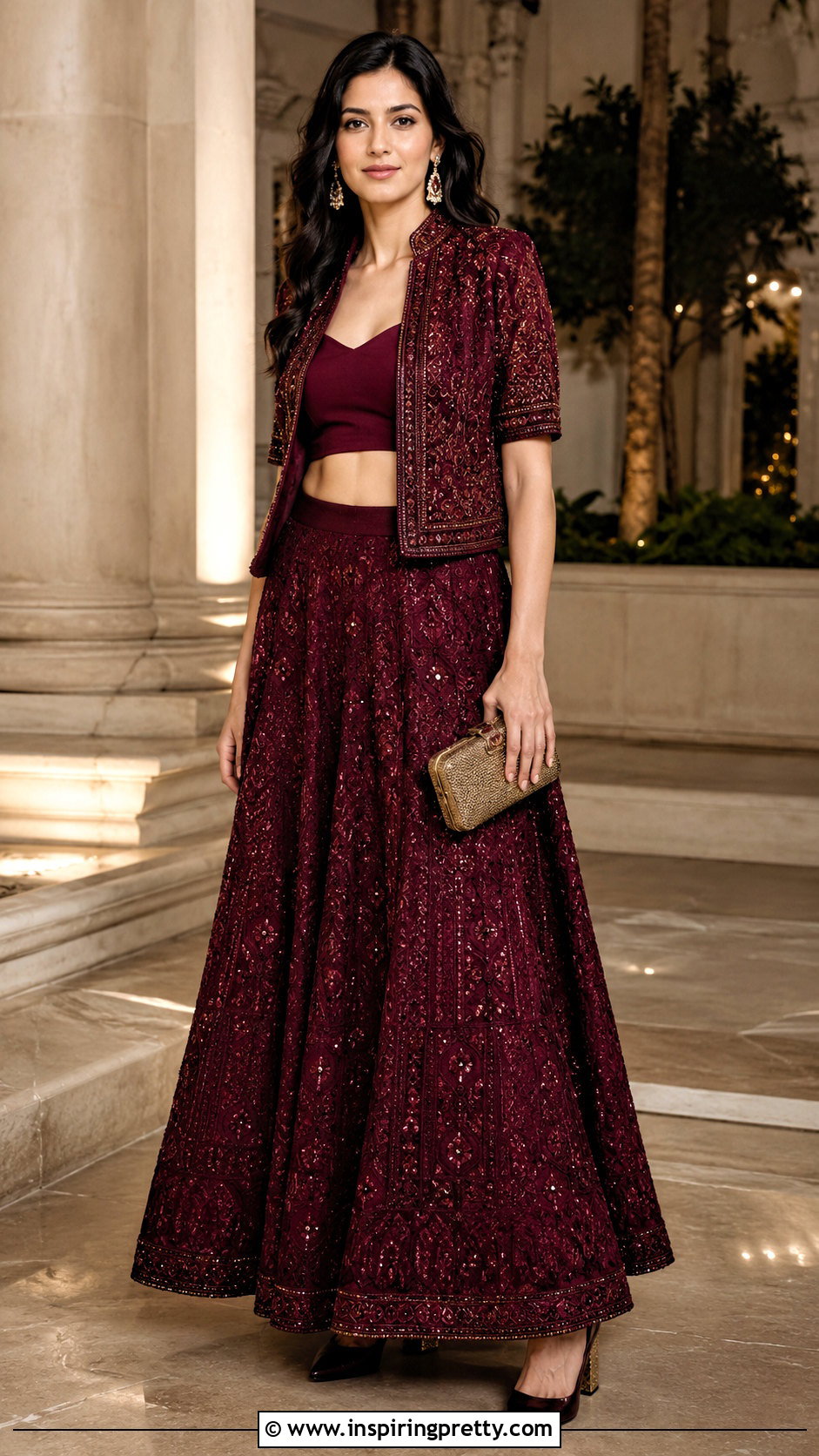 Jacket Crop Top With Monochrome Lehenga - 20 latest lehenga crop top designs