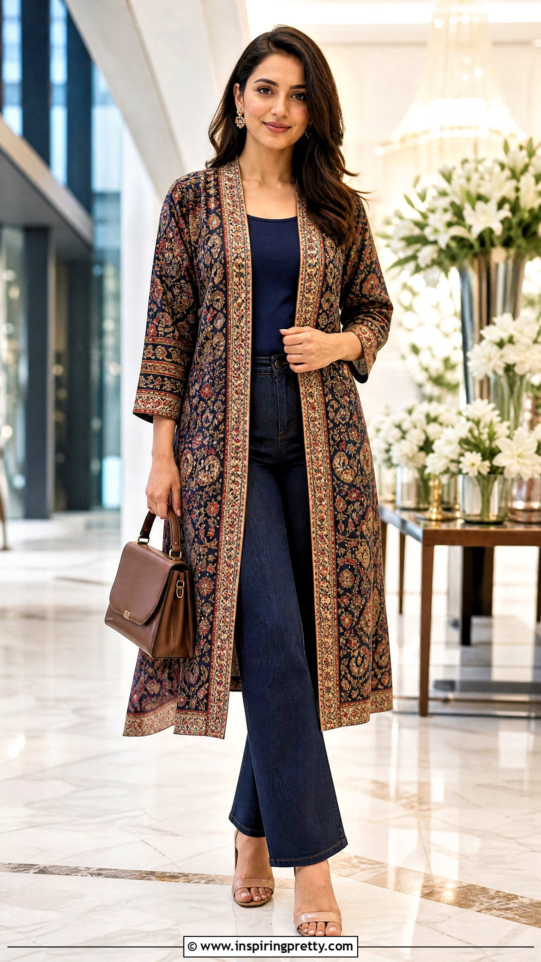 Jacket Style Kurti With Straight Jeans - 50 kurti tops for jeans