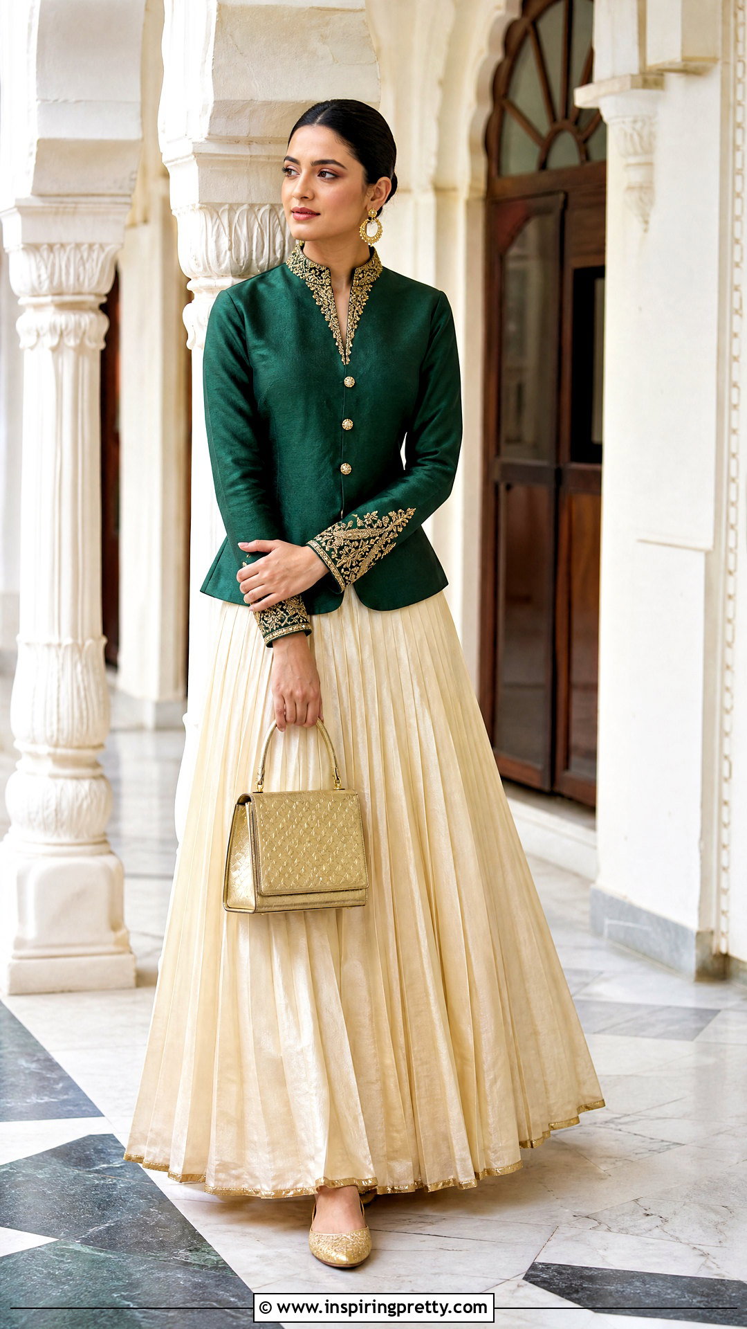 Jacket Top And Pleated Skirt Indian Outfit - 50 skirt and top indian outfits