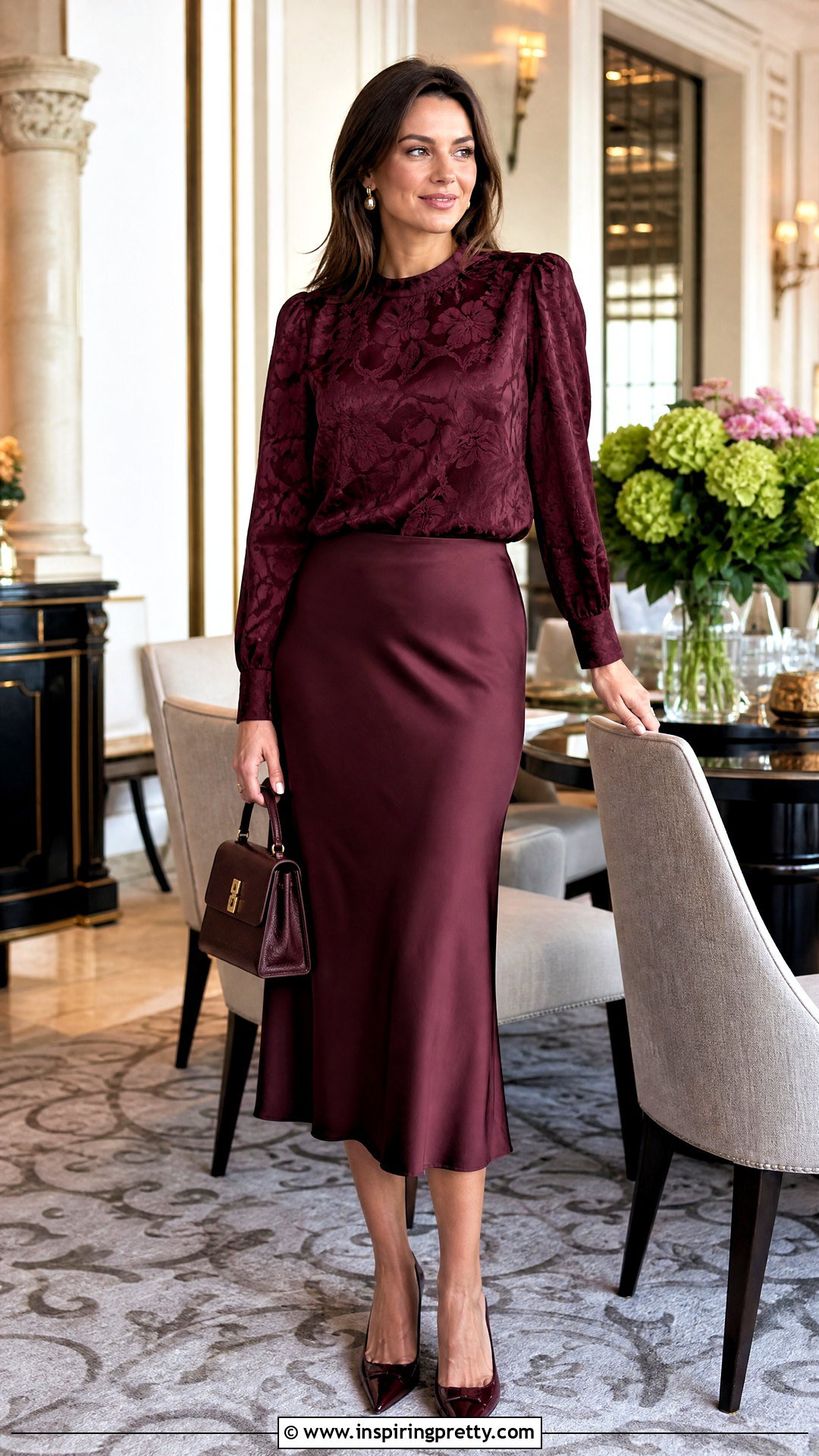 Jacquard Blouse With Satin Skirt - 50 elegant tops for women