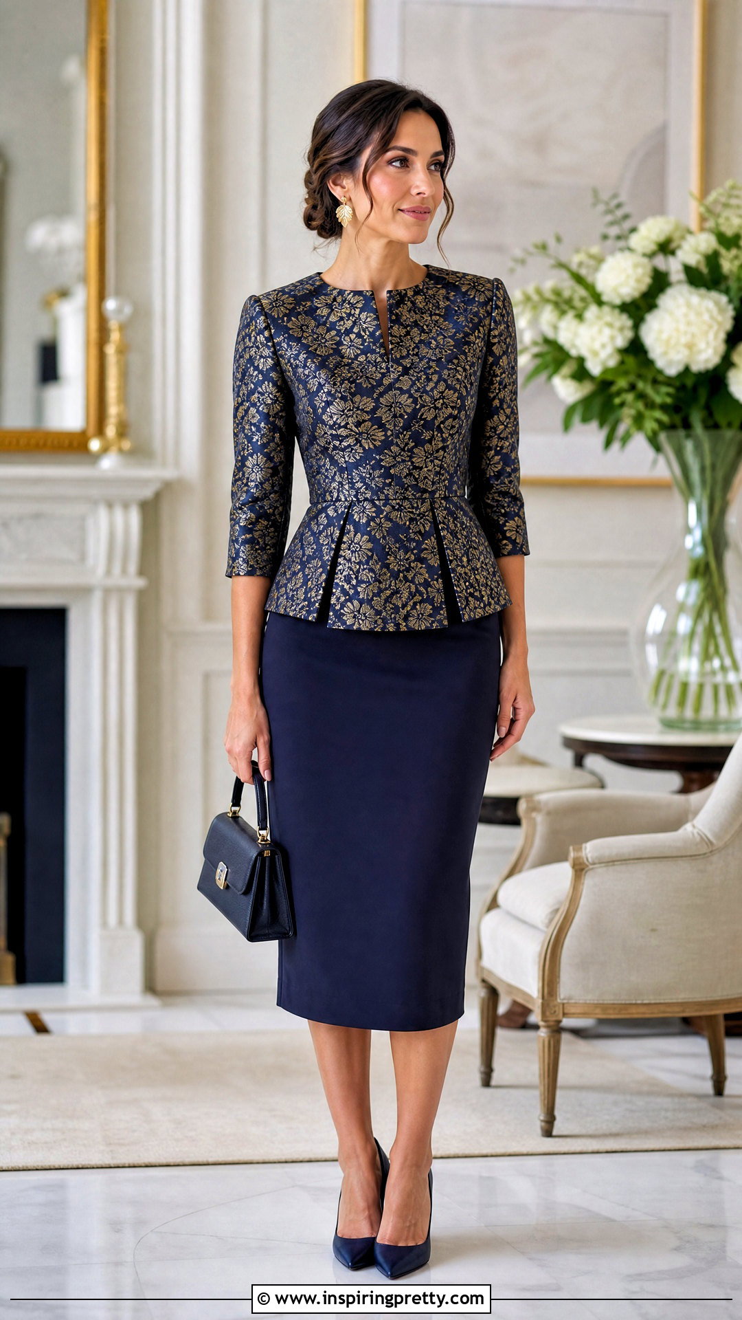 Jacquard Top With A Midi Skirt - 50 fancy tops for women styles