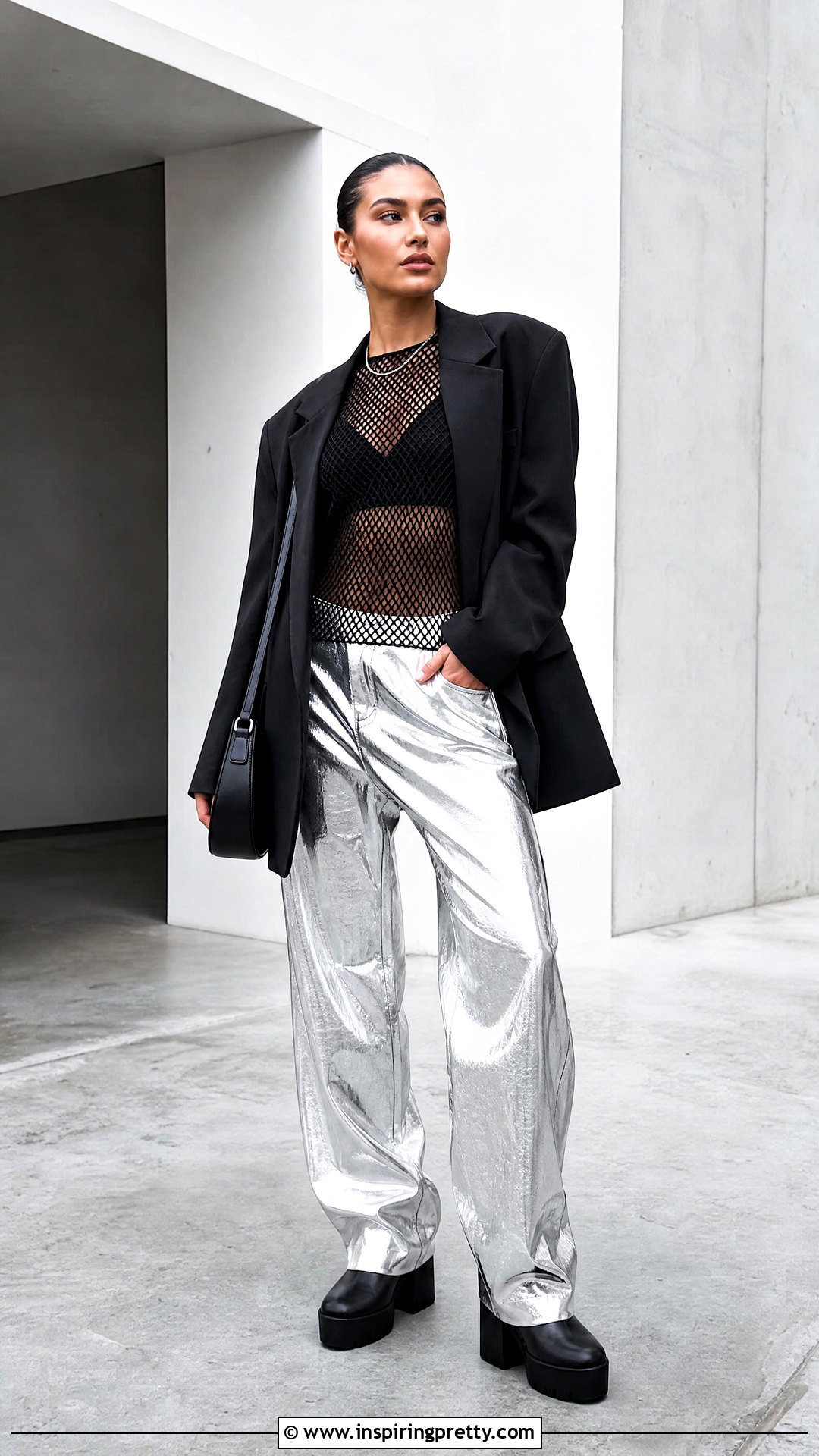 Jaded London Mesh Top With Metallic Pants - 25 jaded london mesh top outfit ideas