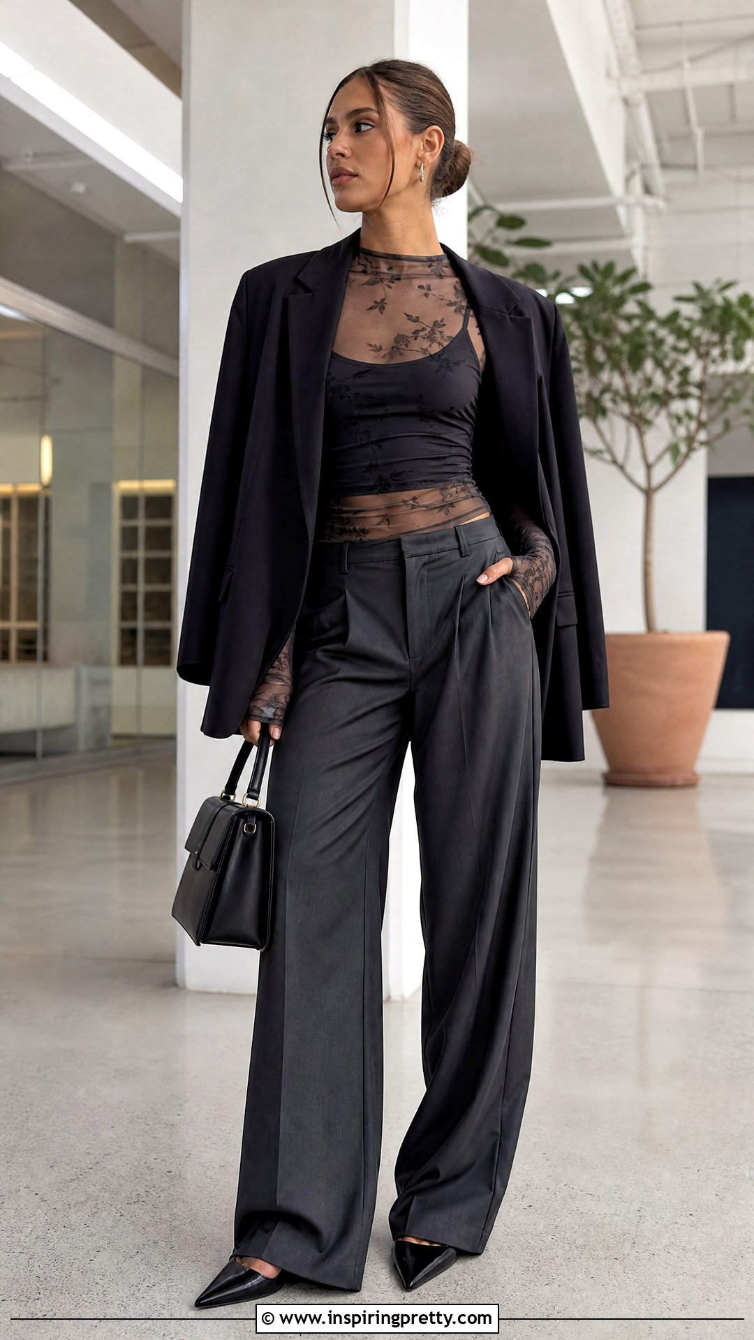 Jaded London Mesh Top With Tailored Trousers - 25 jaded london mesh top outfit ideas