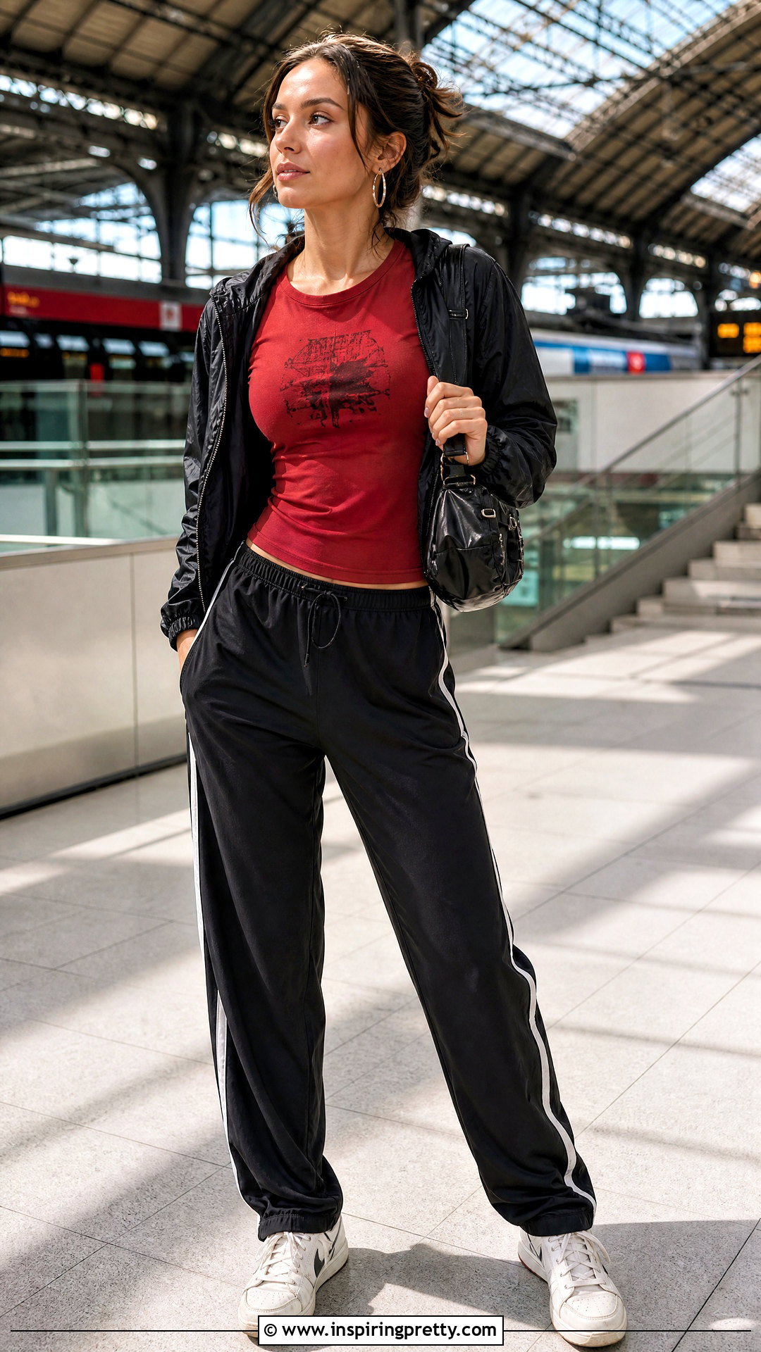 Jadore Dior Red Top With Black Track Pants - 20 jadore dior red top outfit ideas