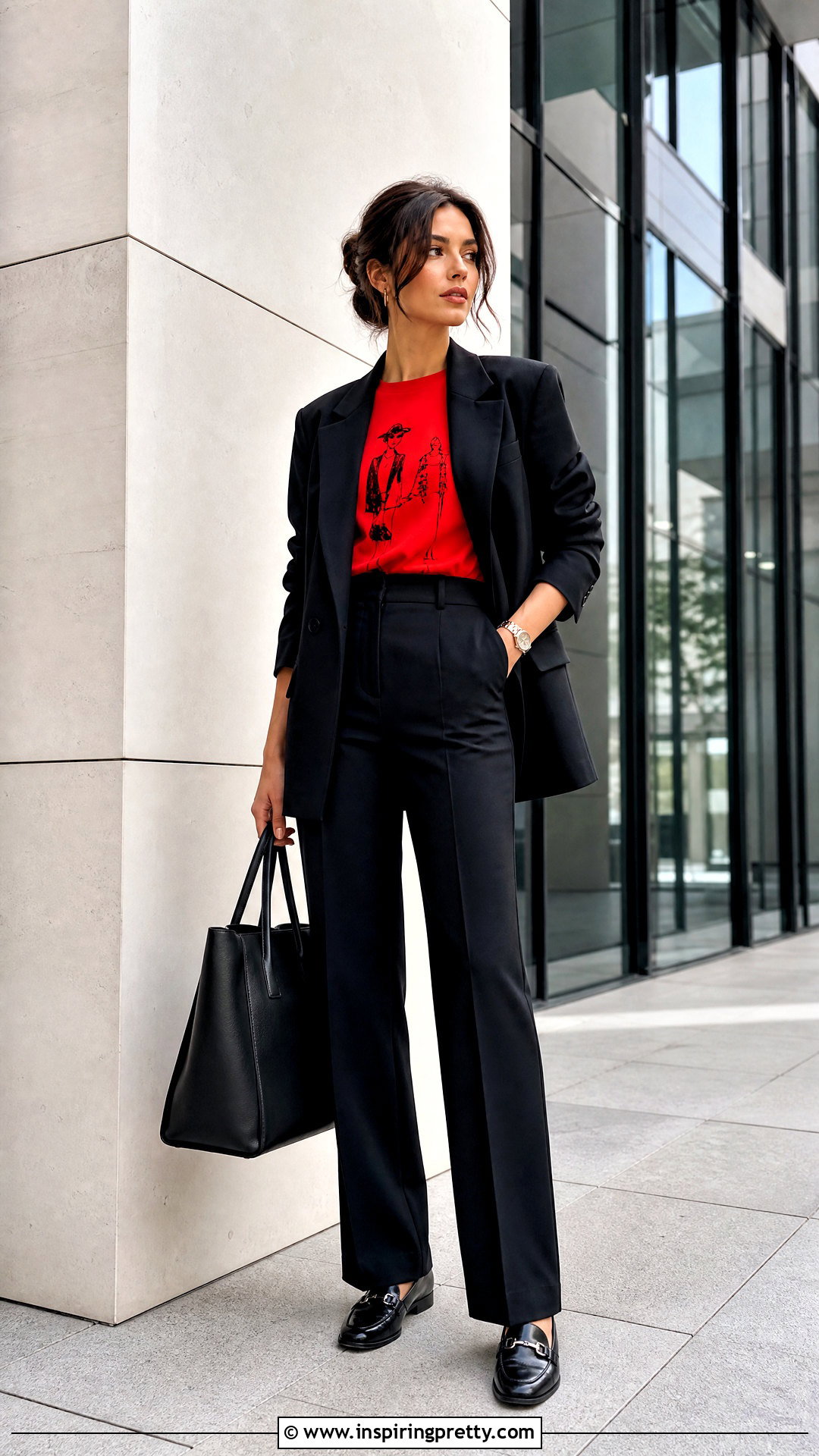 Jadore Dior Red Top With Black Trousers And Blazer - 20 jadore dior red top outfit ideas