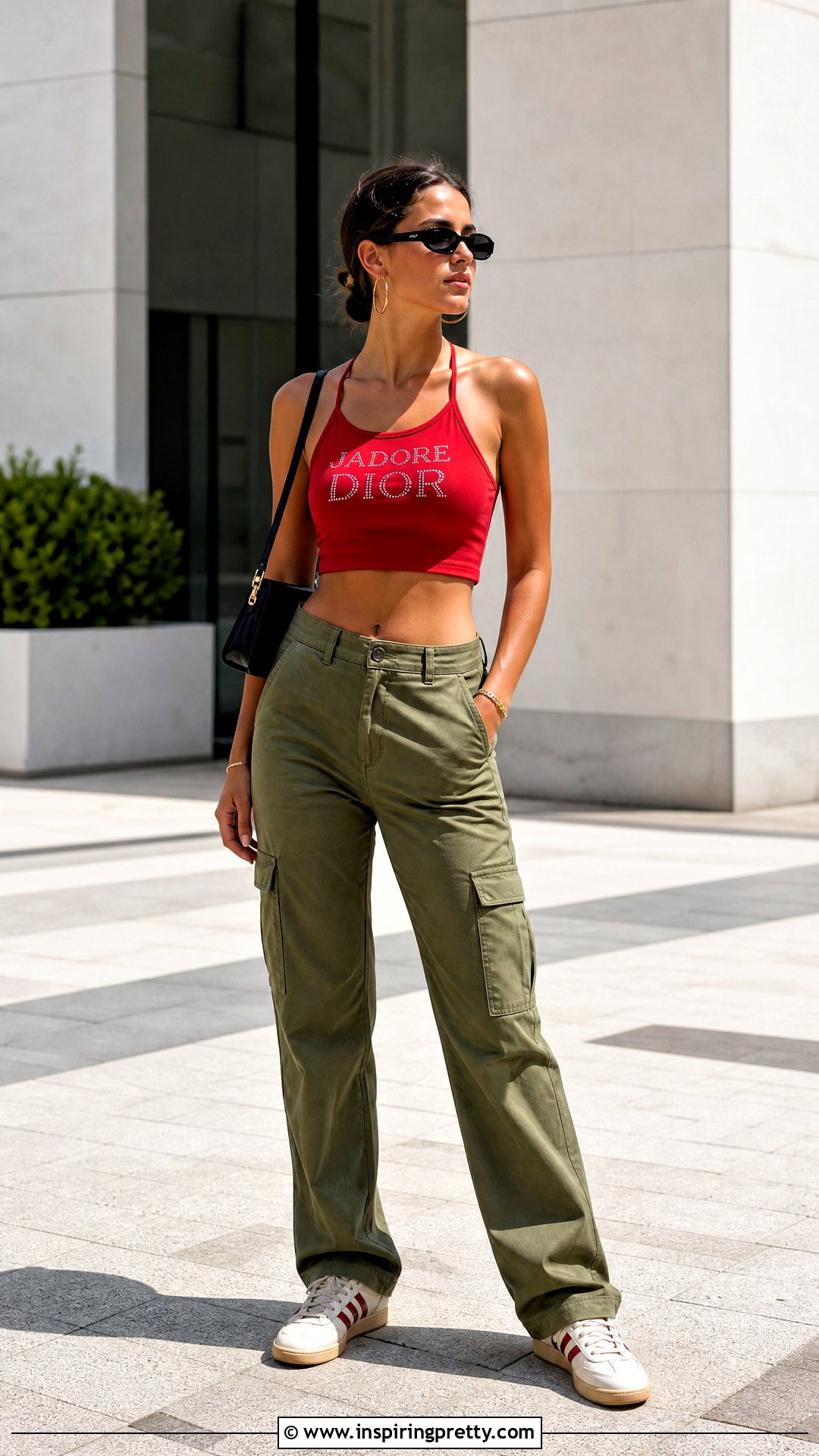 Jadore Dior Red Top With Cargo Pants - 20 jadore dior red top outfit ideas