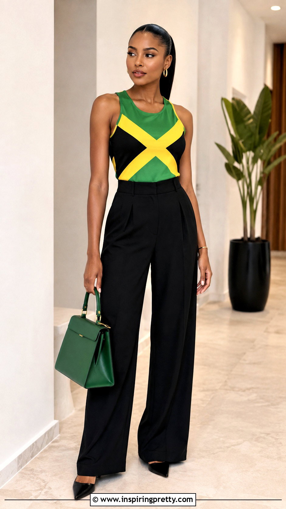 Jamaican Tank Top With Black Wide Leg Trousers - 25 jamaican tank top outfit ideas