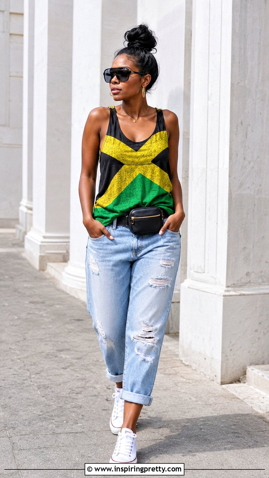 Jamaican Tank Top With Distressed Boyfriend Jeans - 25 jamaican tank top outfit ideas