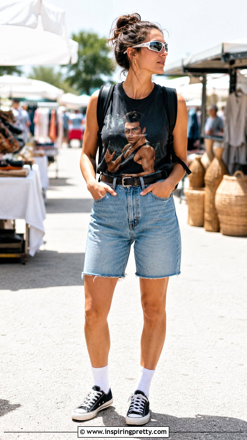 Jean Claude Van Damme Tank Top With Denim Shorts - 20 jean claude van damme tank top outfit ideas
