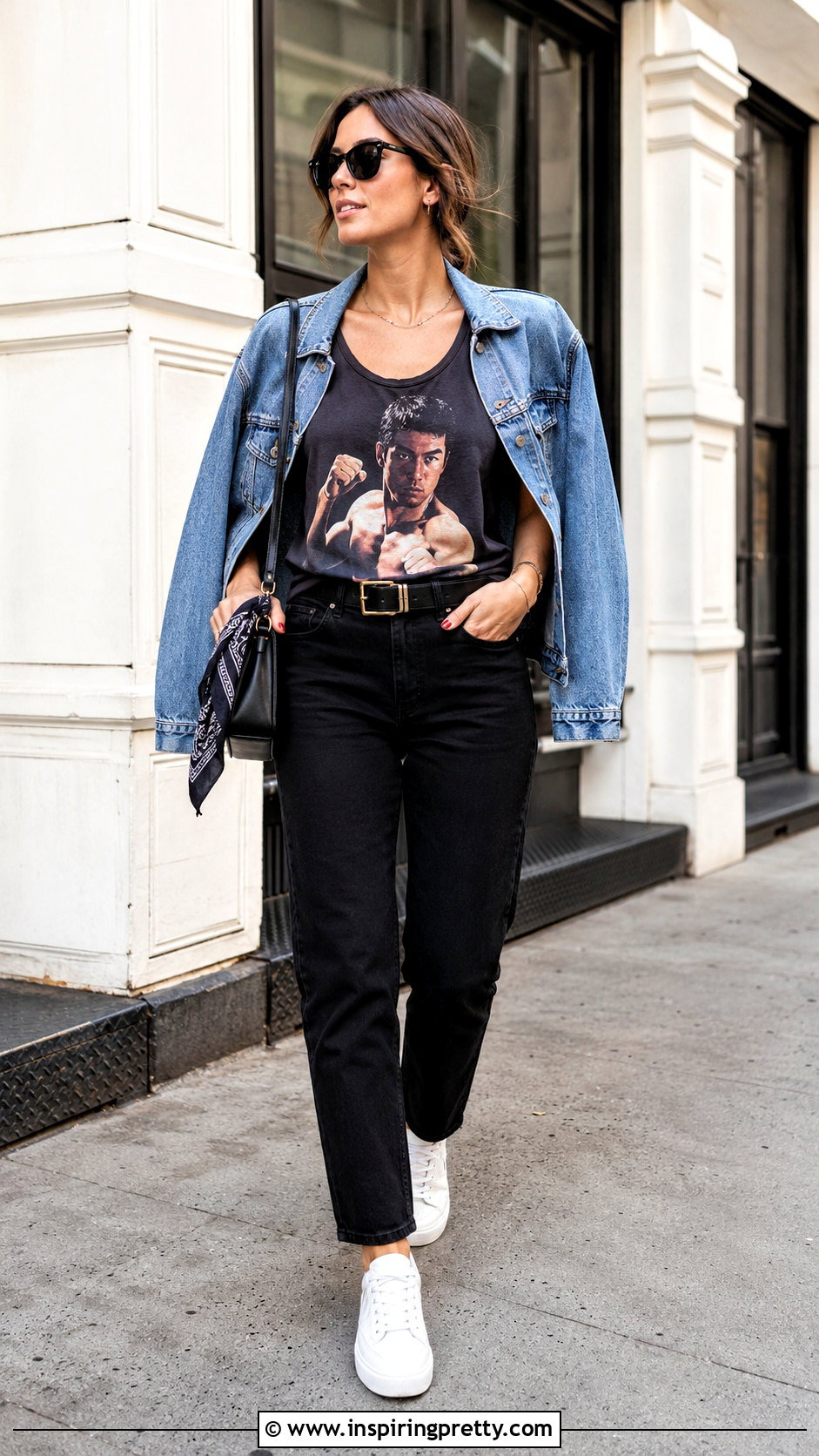 Jean Claude Van Damme Tank Top With a Denim Jacket - 20 jean claude van damme tank top outfit ideas