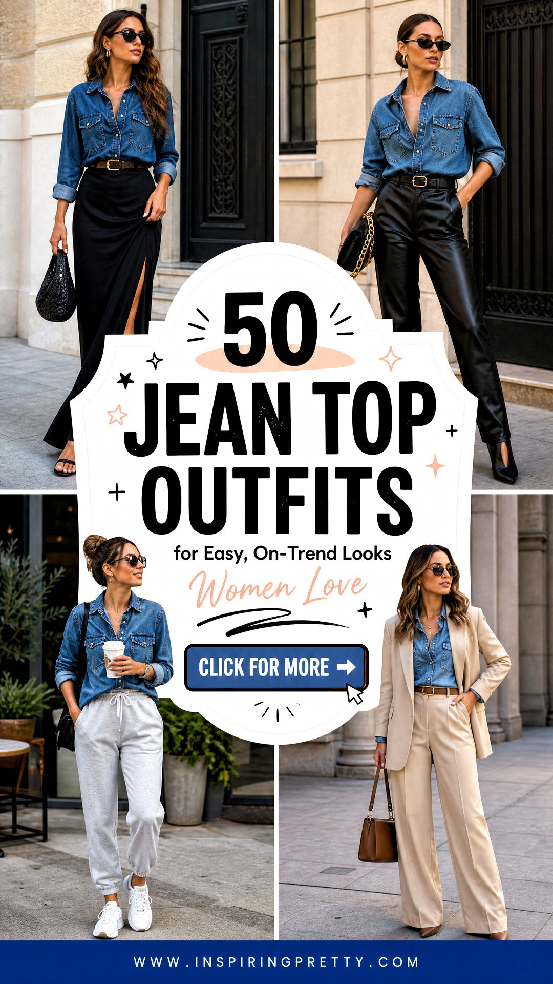 50 Jean Top Outfits for Easy On-Trend Looks Women Love - 50 Jean Top Outfits for Easy, On-Trend Looks Women Love