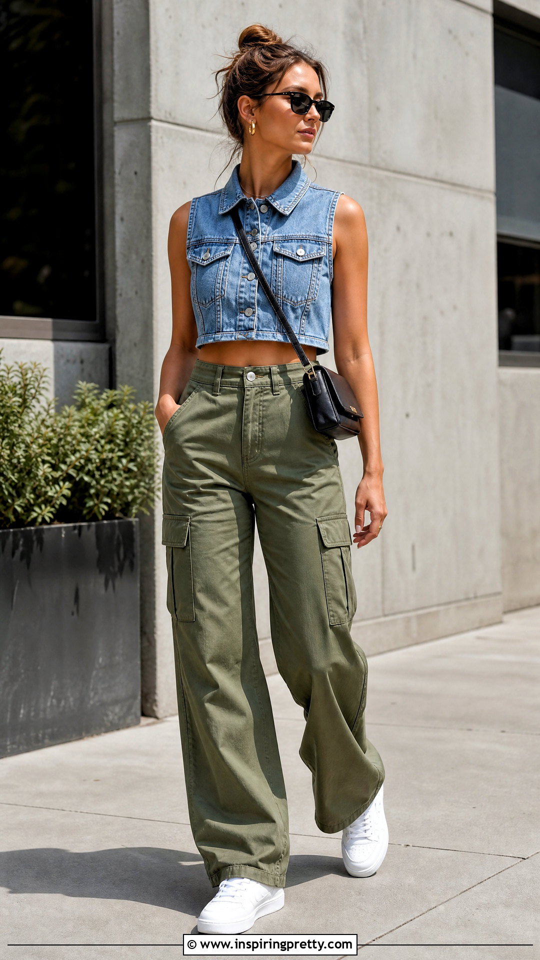 Jean Top With Khaki Cargo Pants - 50 jean top outfits