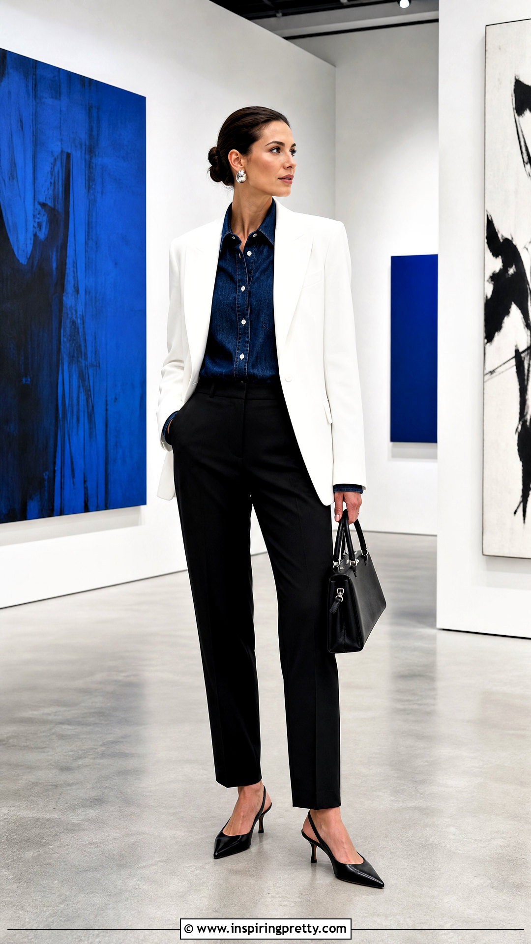 Jean Top With a White Blazer - 50 jean top outfits