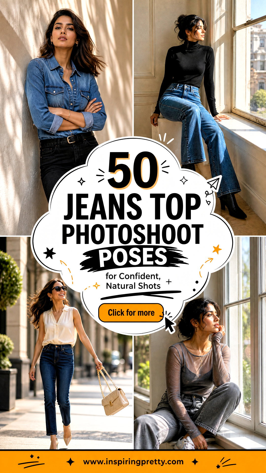 50 Jeans Top Photoshoot Poses for Confident Natural Shots - 50 Jeans Top Photoshoot Poses for Confident, Natural Shots