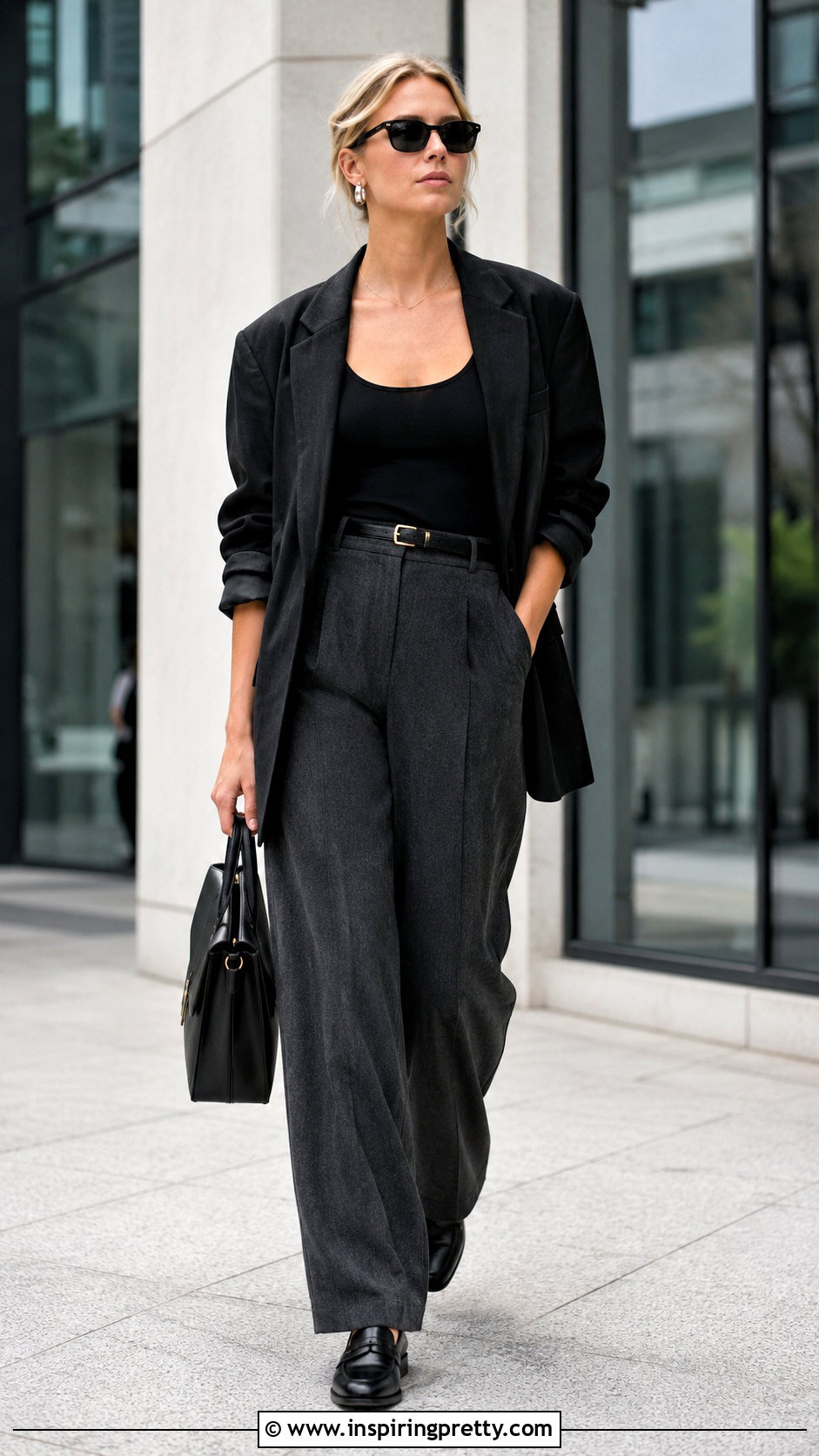Jennifer Lawrence Black Tank Top With Oversized Blazer - 20 jennifer lawrence tank top outfit ideas