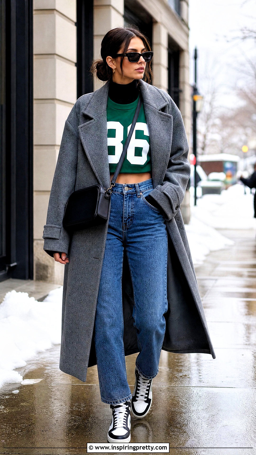 Jersey Crop Top Over A Fitted Turtleneck - 50 jersey crop top outfit ideas