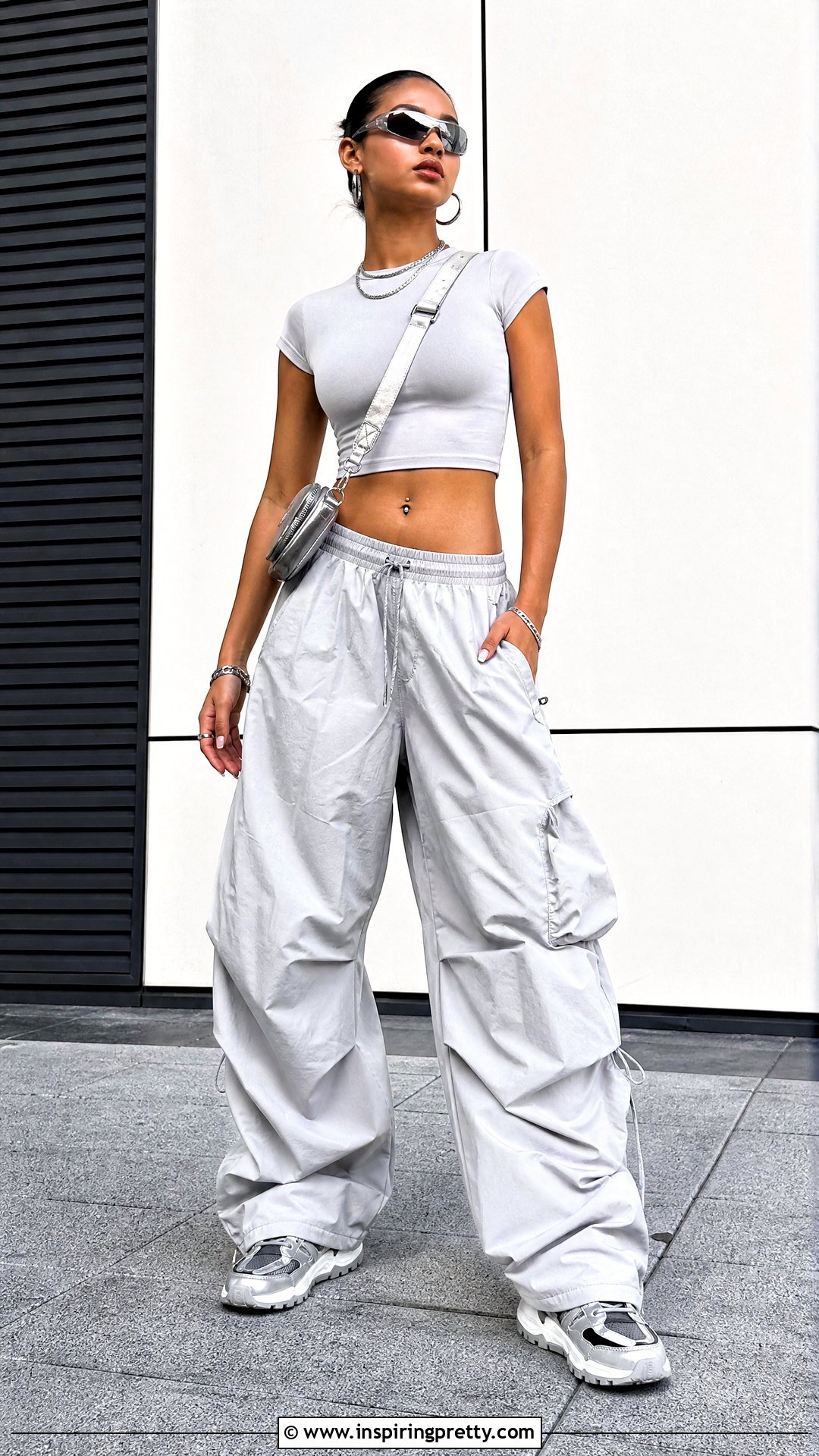 Jersey Crop Top With Parachute Pants - 50 jersey crop top outfit ideas
