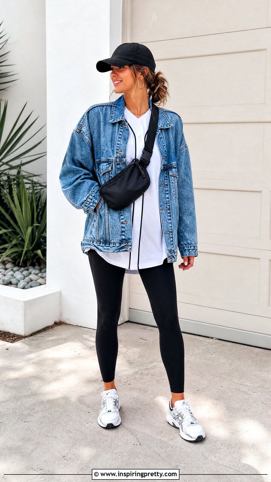 Jersey Top With Denim Jacket And Leggings - 50 jersey top outfit ideas