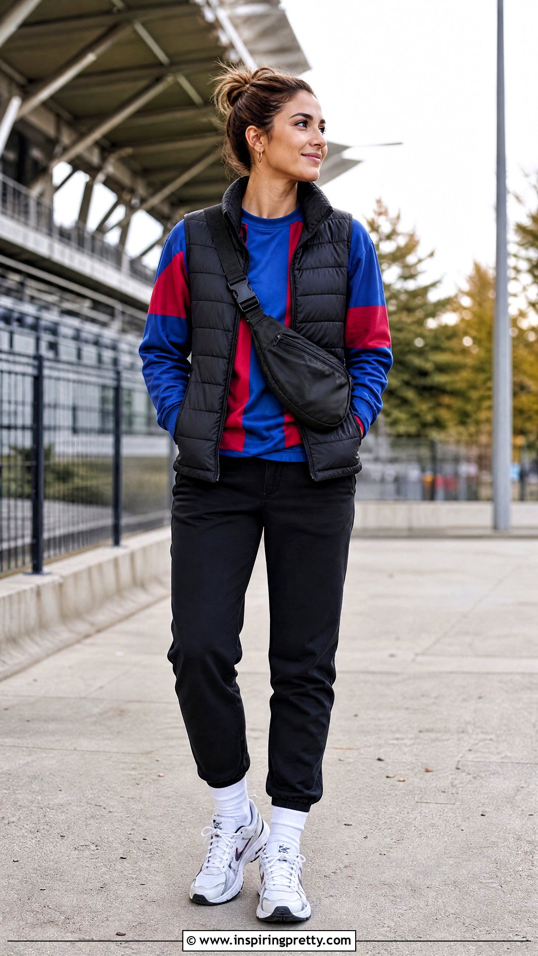 Jersey Top With Puffer Vest And Joggers - 50 jersey top outfit ideas