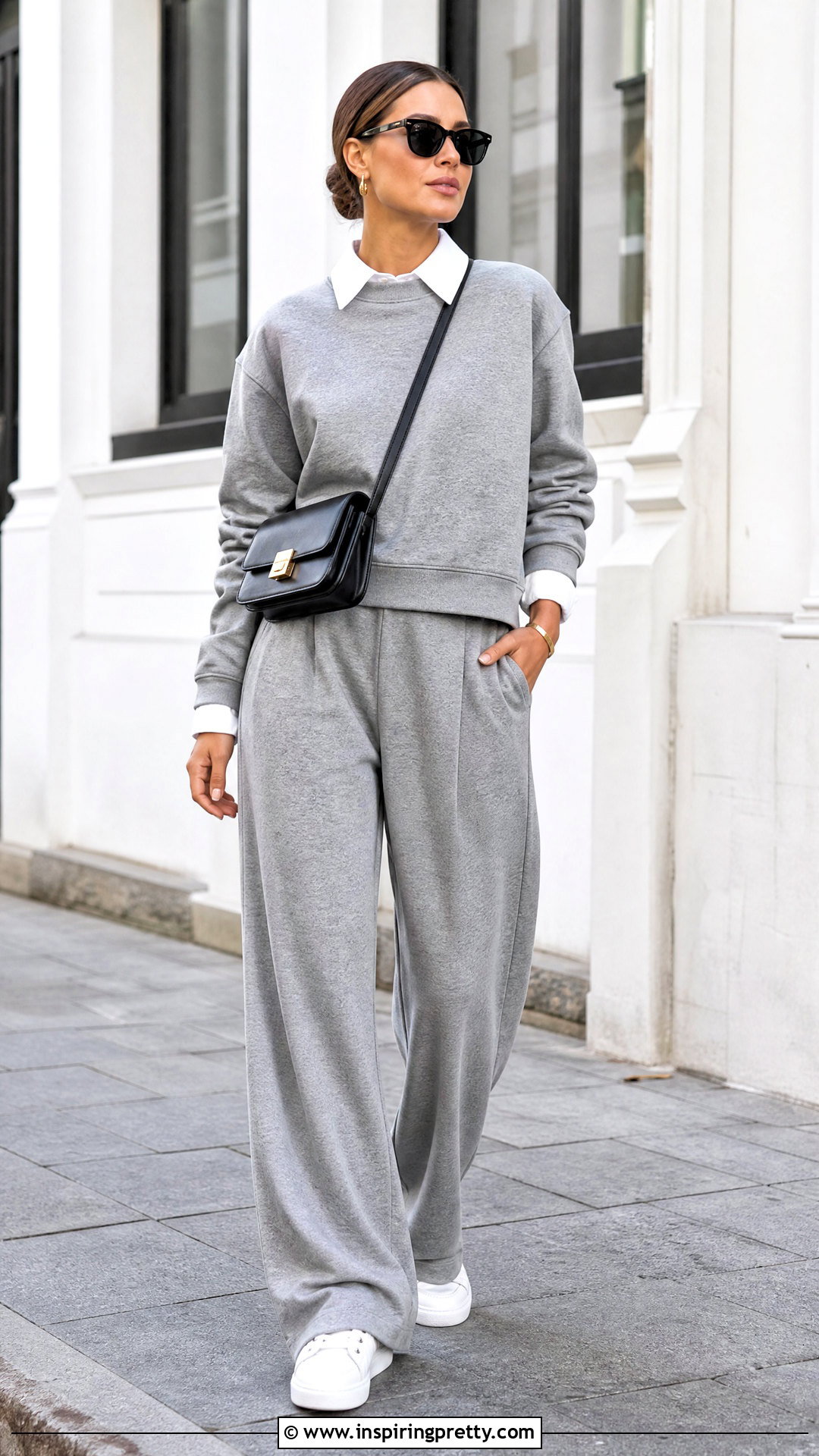 Jersey Wide Leg Trousers With Sweatshirt - 50 trouser and top for ladies