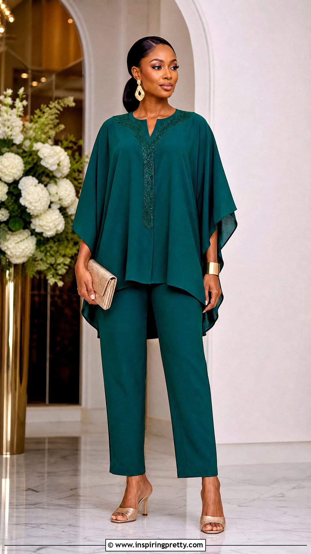 Jewel Tone Bubu Top With Gold Accessories - 50 bubu top style ideas