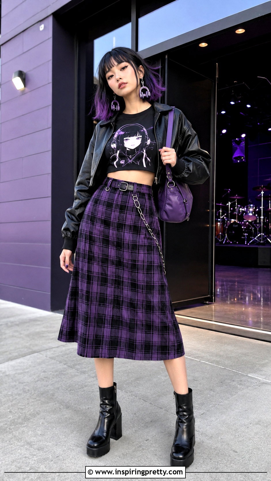 Jiro My Hero Academia Crop Top With Plaid Midi Skirt - 20 My Hero Academia Crop Top outfit ideas