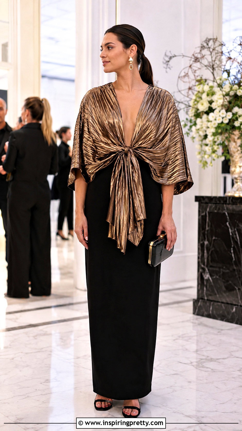 Johanna Ortiz Metallic Top With Black Maxi Skirt - 25 johanna ortiz tops outfit ideas