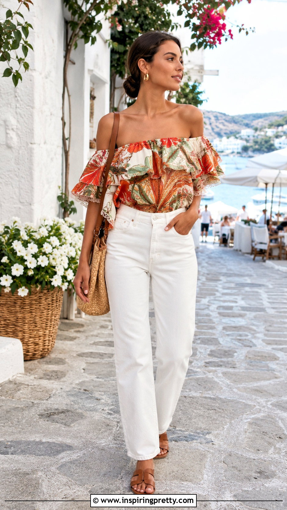 Johanna Ortiz Off Shoulder Top With White Jeans - 25 johanna ortiz tops outfit ideas