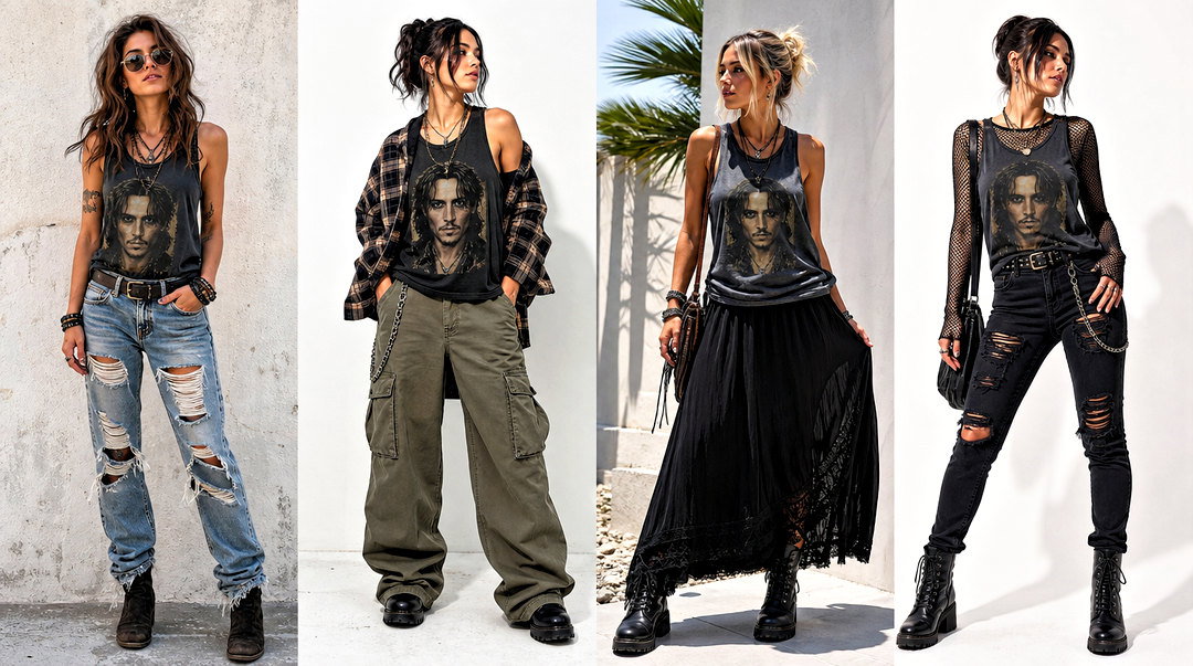 25 Johnny Depp Tank Top Outfit Ideas for Edgy Street Style