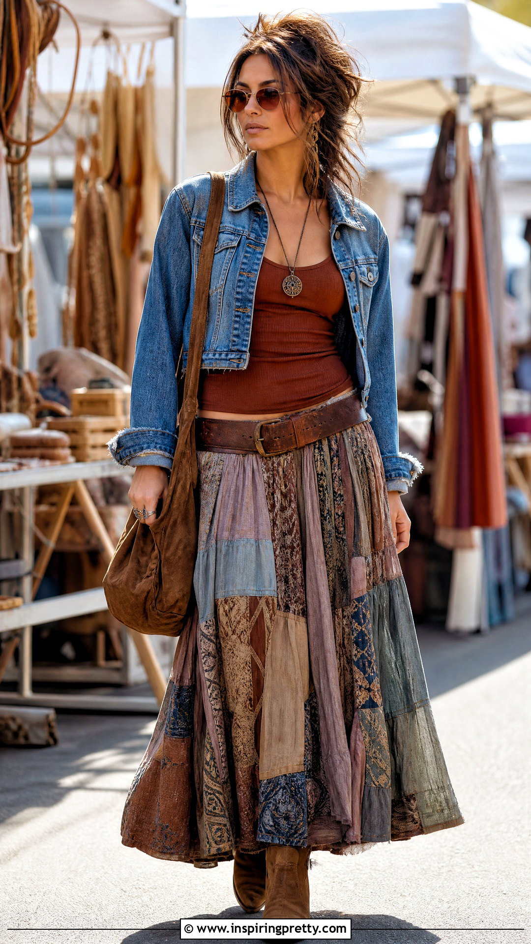 Johnny Depp Tank Top With Patchwork Skirt And Suede Boots - 25 Johnny Depp Tank Top outfit ideas