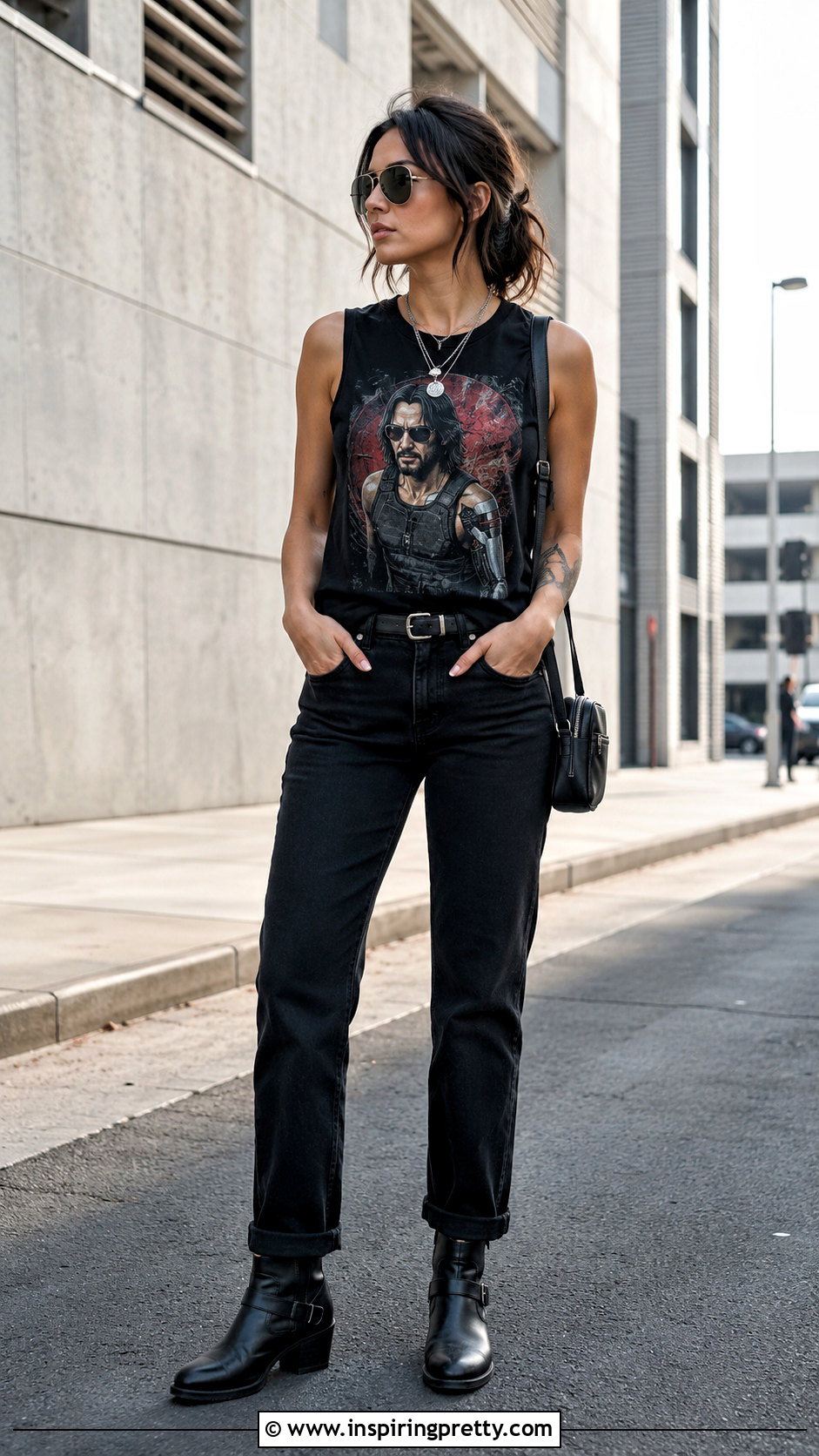 Johnny Silverhand Tank Top With Black Jeans - 25 Johnny Silverhand Tank Top outfit ideas