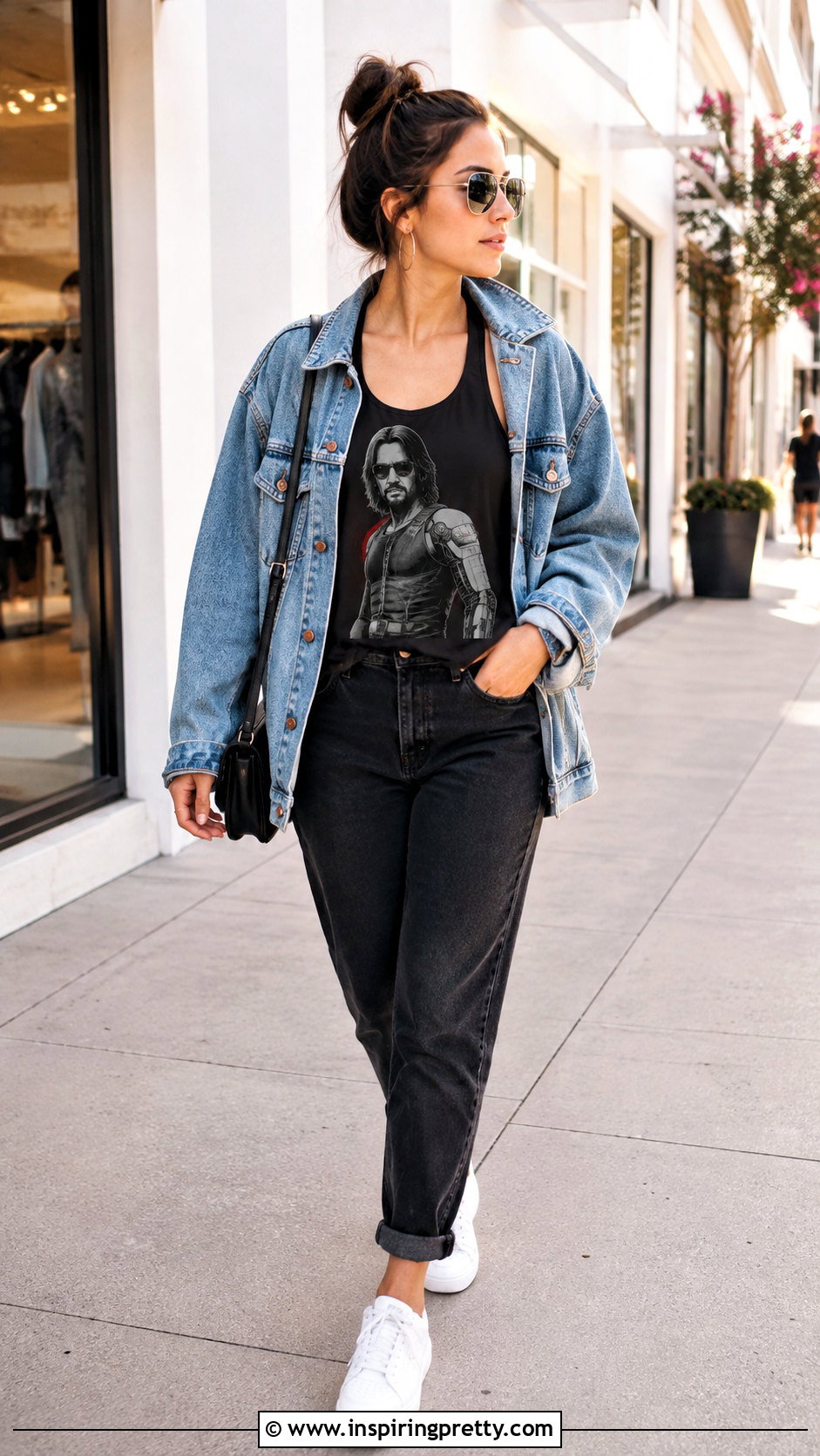 Johnny Silverhand Tank Top With Denim Jacket - 25 Johnny Silverhand Tank Top outfit ideas
