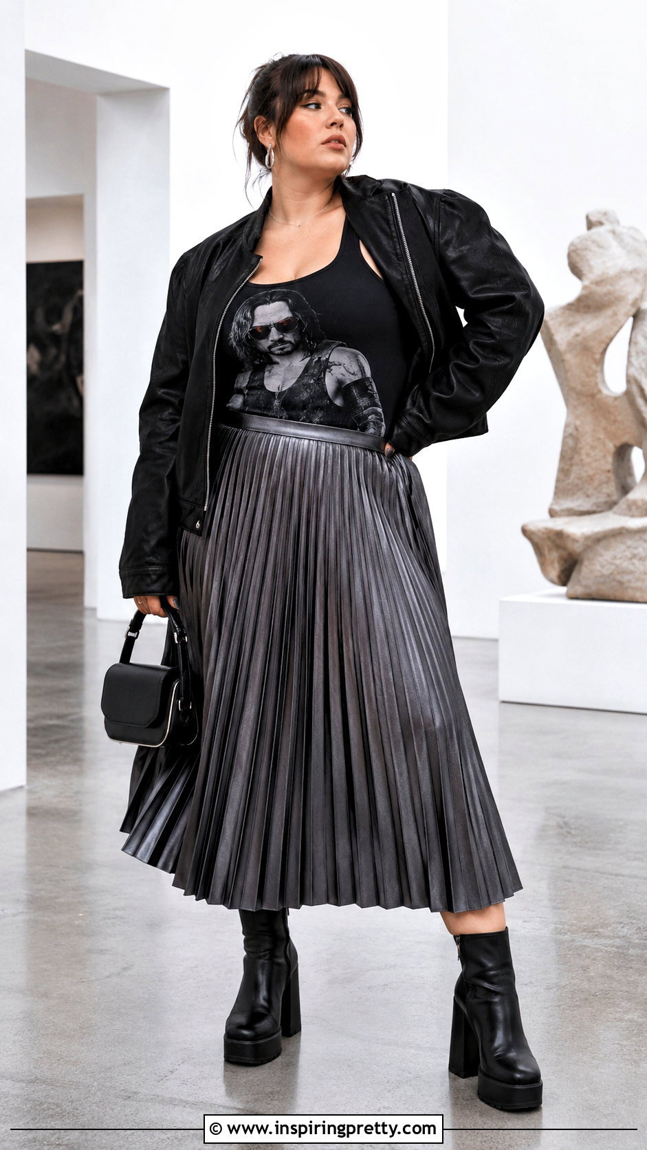 Johnny Silverhand Tank Top With Pleated Midi Skirt - 25 Johnny Silverhand Tank Top outfit ideas