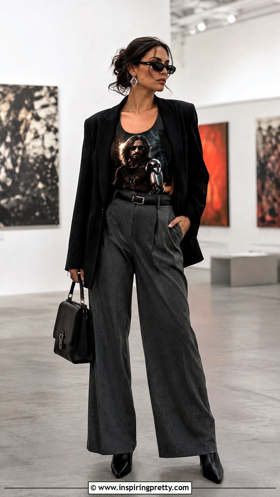 Johnny Silverhand Tank Top With Wide Leg Trousers - 25 Johnny Silverhand Tank Top outfit ideas