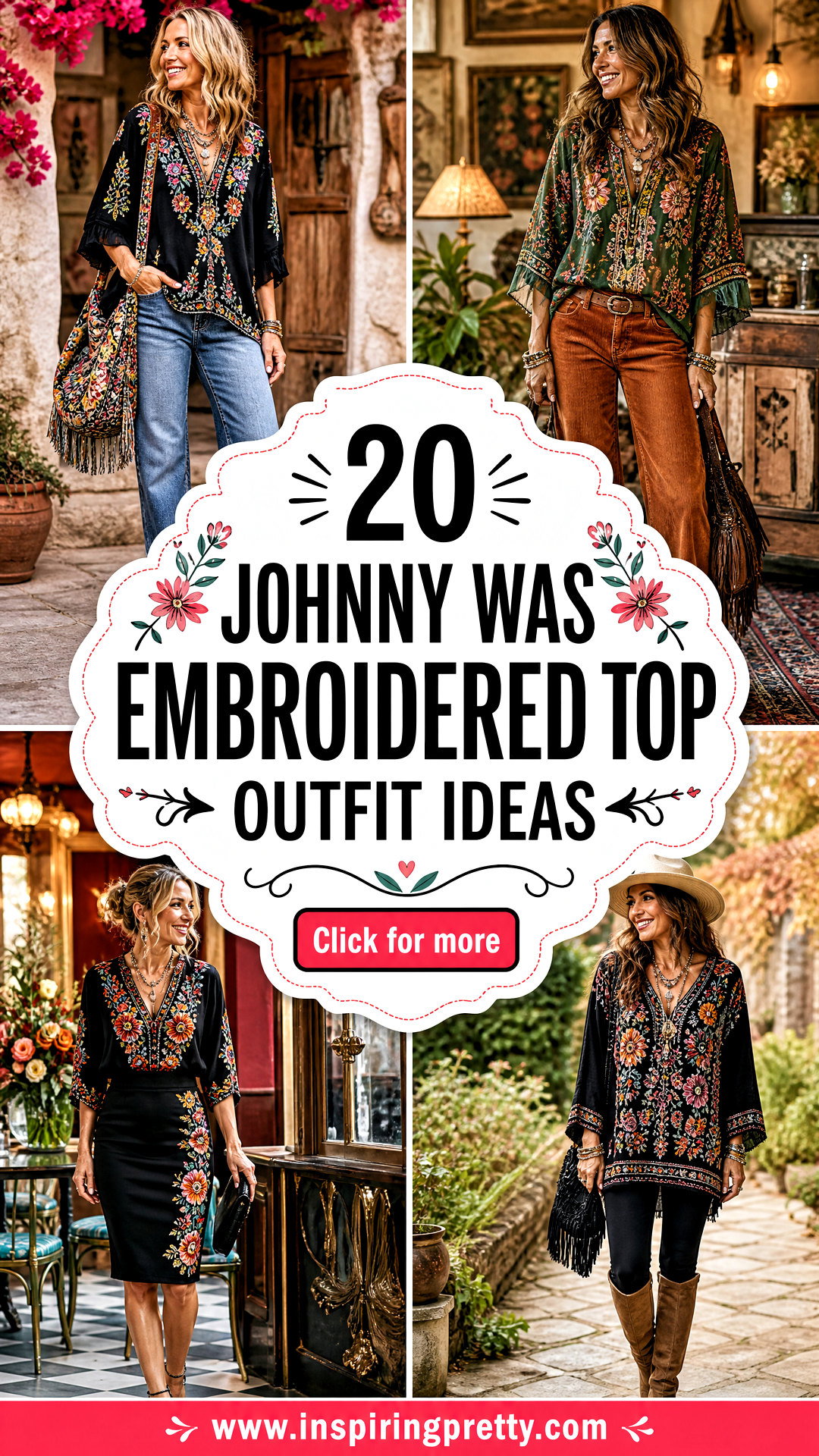 20 Johnny Was Embroidered Top Outfit Ideas for Boho Style - 20 Johnny Was Embroidered Top Outfit Ideas for Boho Style