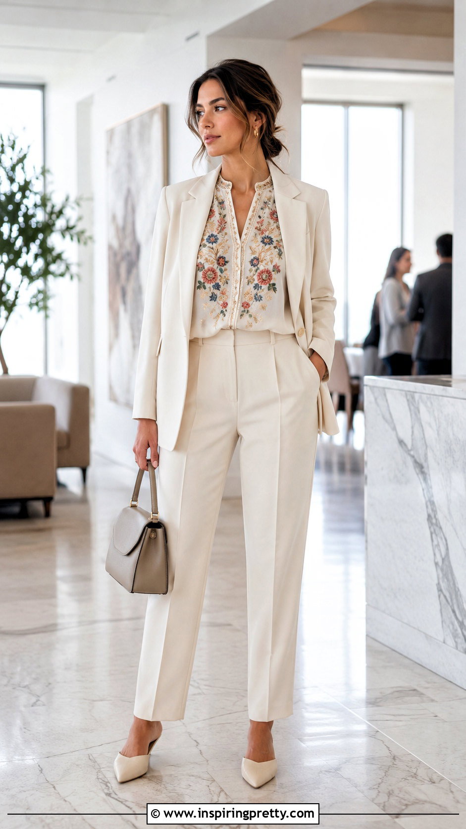 Johnny Was Embroidered Top With Neutral Suit - 20 johnny was embroidered top outfit ideas