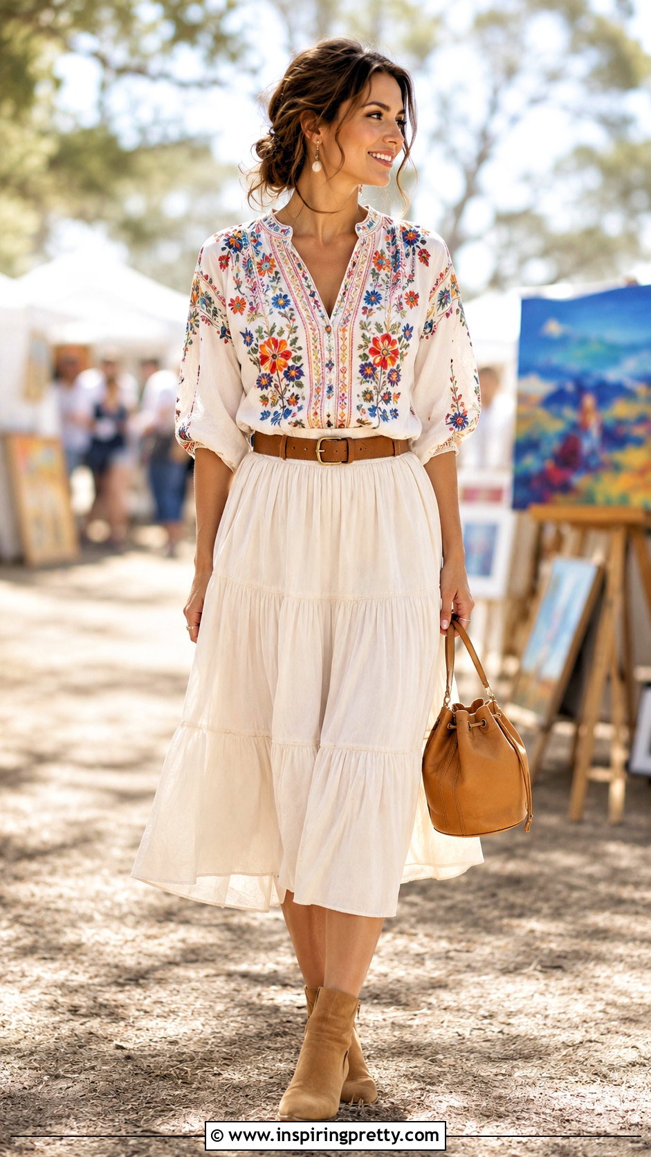 Johnny Was Embroidered Top With Tiered Midi Skirt - 20 johnny was embroidered top outfit ideas