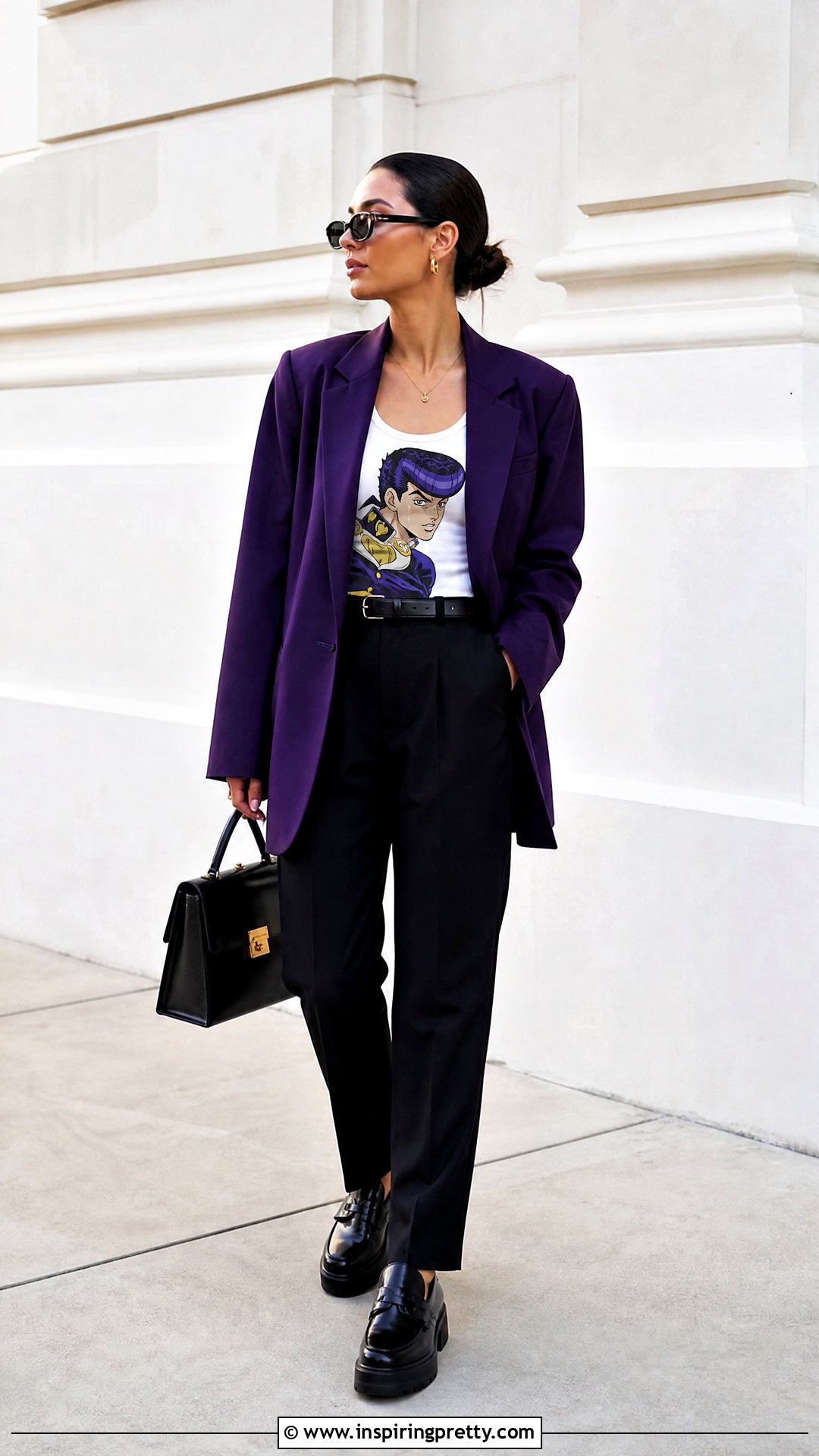 Josuke Tank Top With Oversized Purple Blazer - 25 Josuke Tank Top outfit ideas