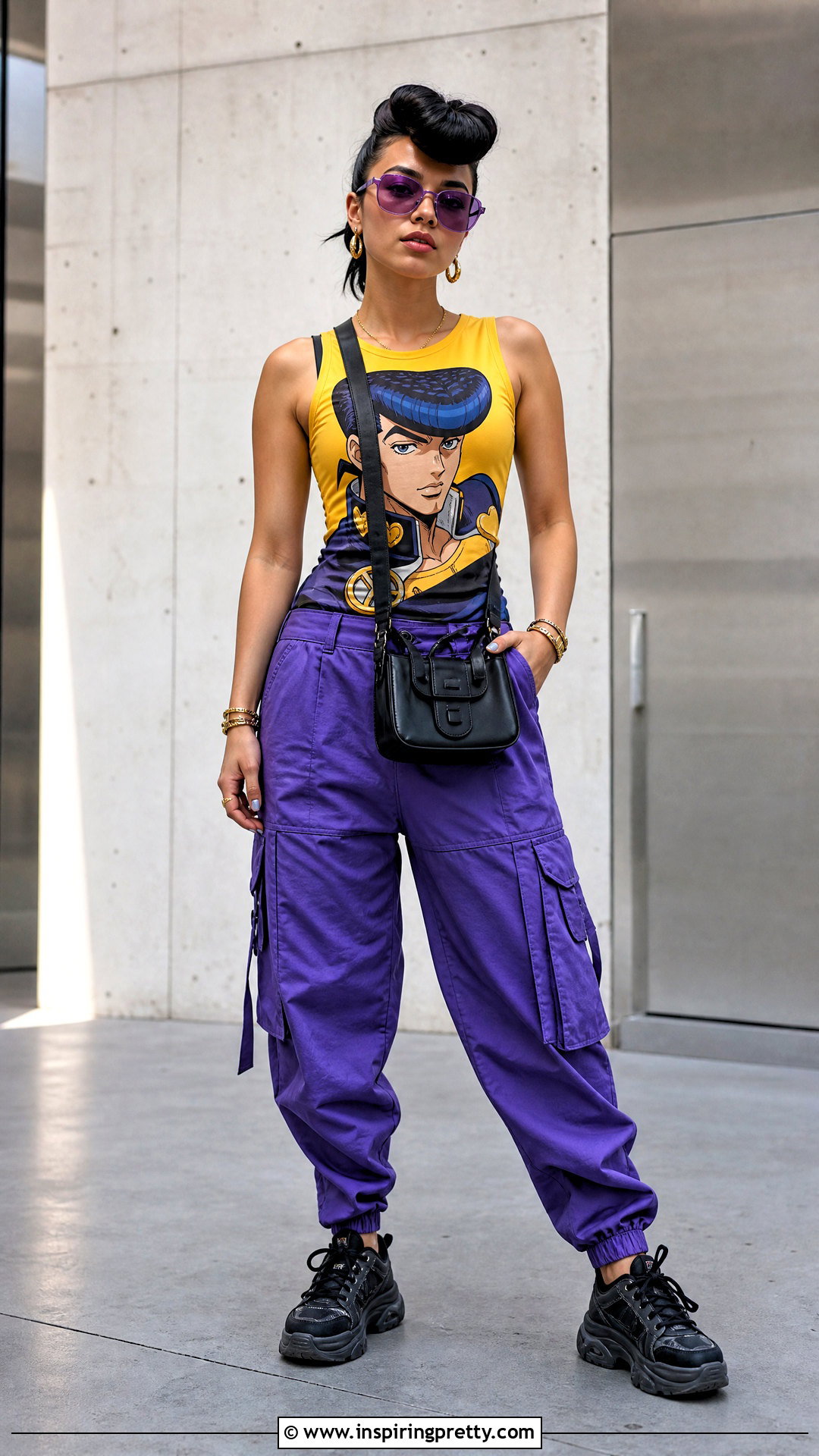 Josuke Tank Top With Purple Cargo Pants - 25 Josuke Tank Top outfit ideas