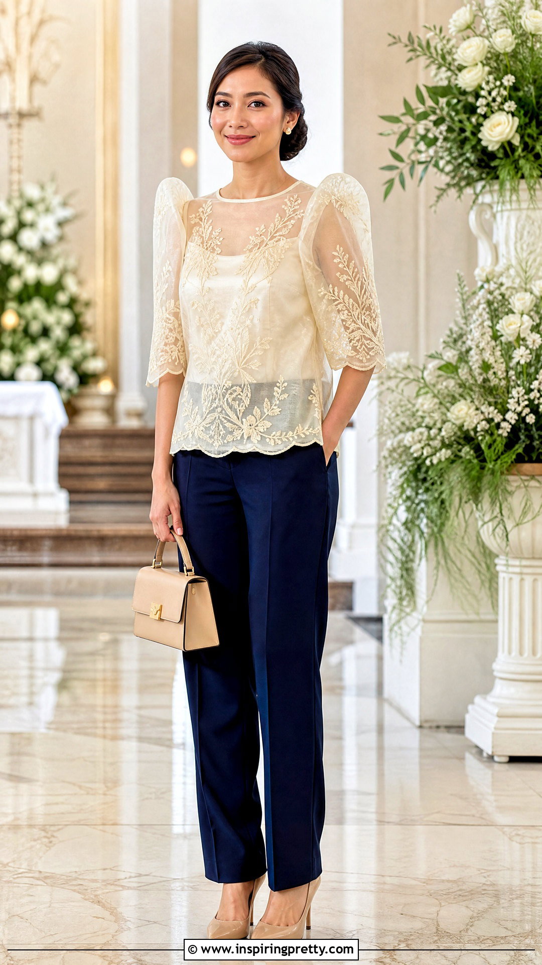 Jusi Filipiniana Top With Navy Pants - 50 modern filipiniana top and pants