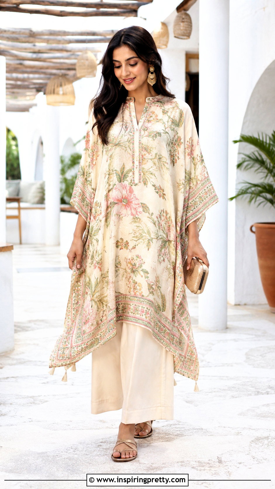 Kaftan Kurti Top With Palazzo Pants - 50 kurti top designs for women